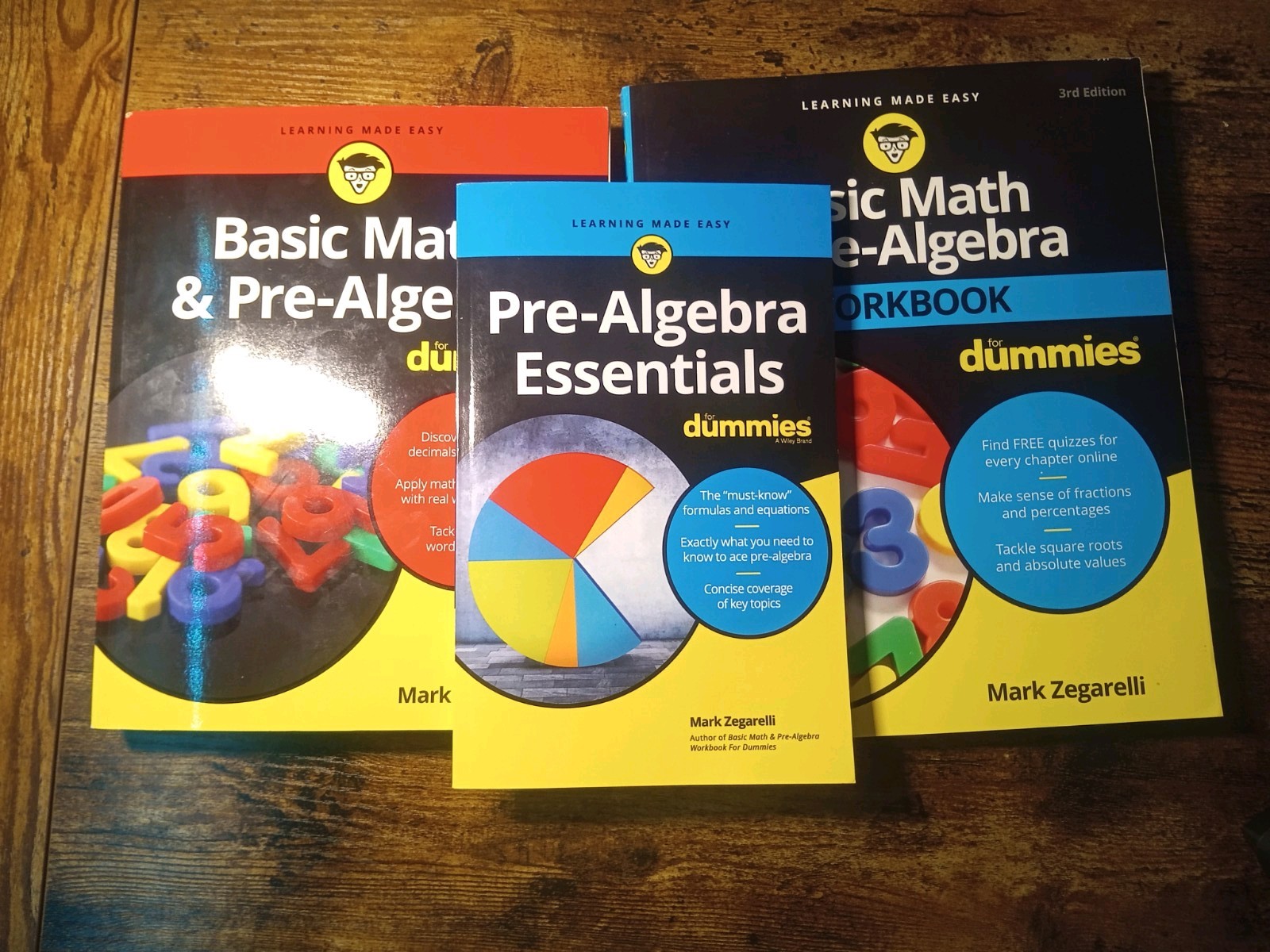 Basic Math & Pre Algebra for Dummies books & workbook lot of 3 paperback