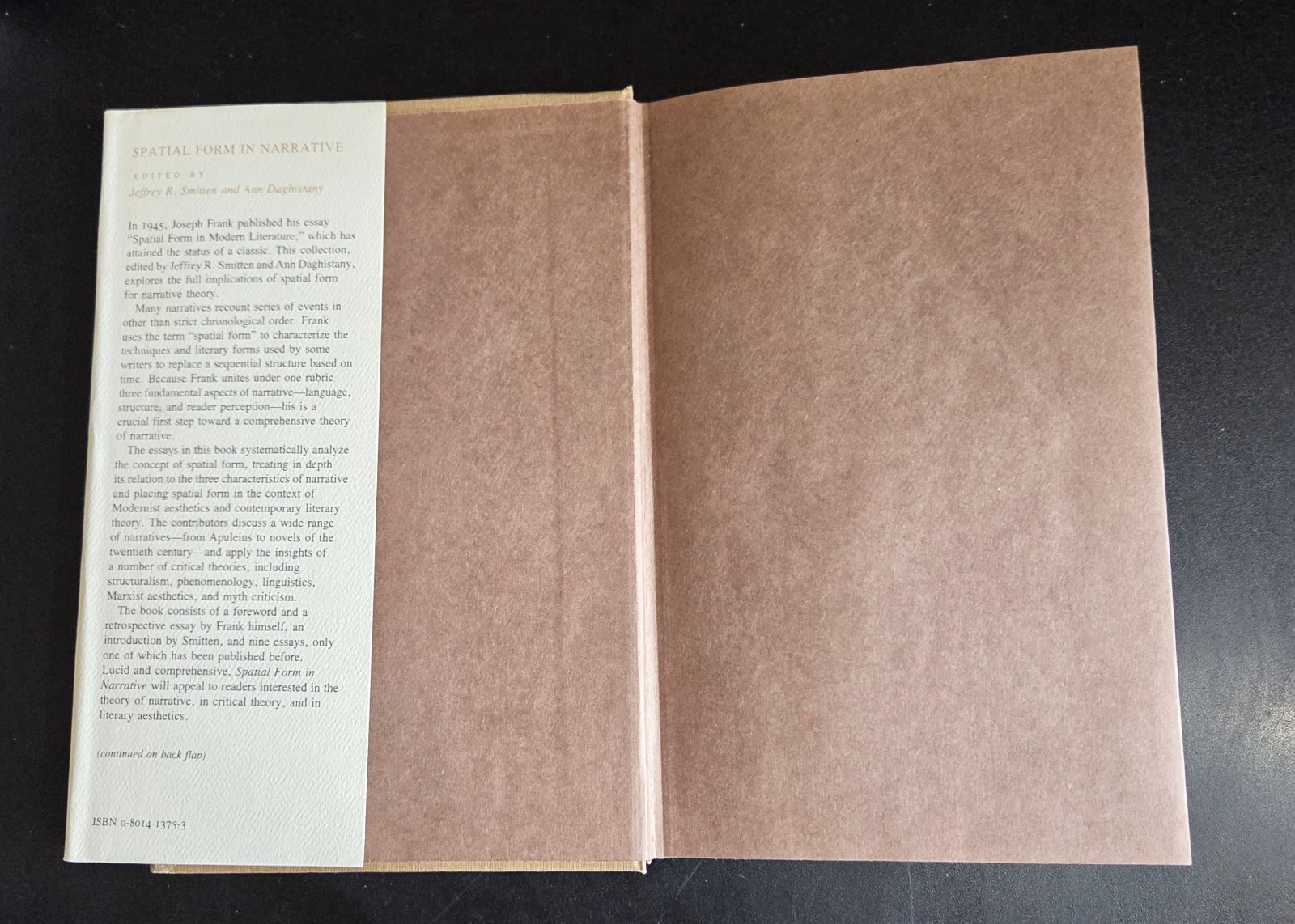 SPATIAL FORM IN NARRATIVE – Jeffrey Smitten & Ann Daghistany, Ed. (hc/dj) 1981