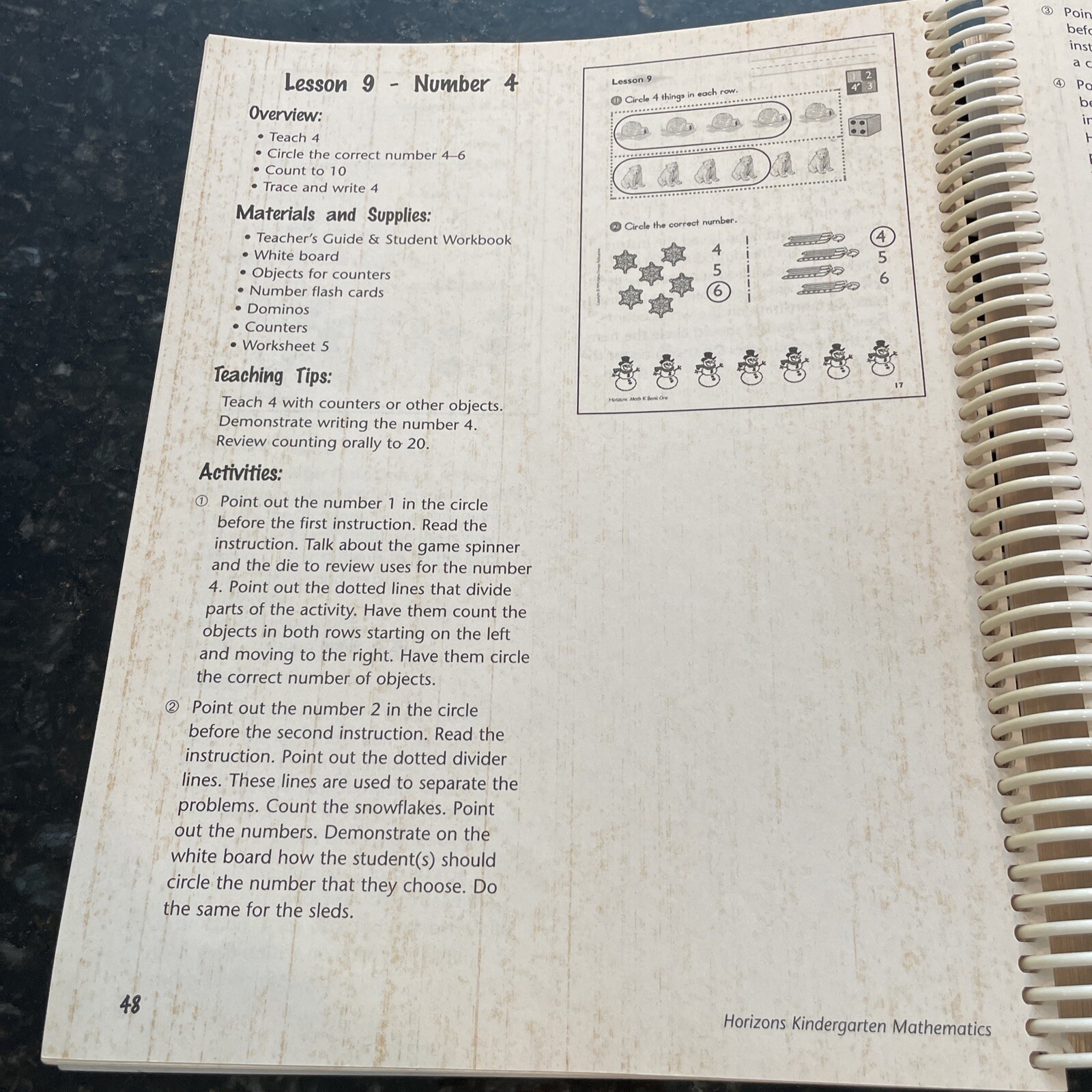 Horizons Math K Teacher’s Guide Homeschool, spiral bound, 2006 print year