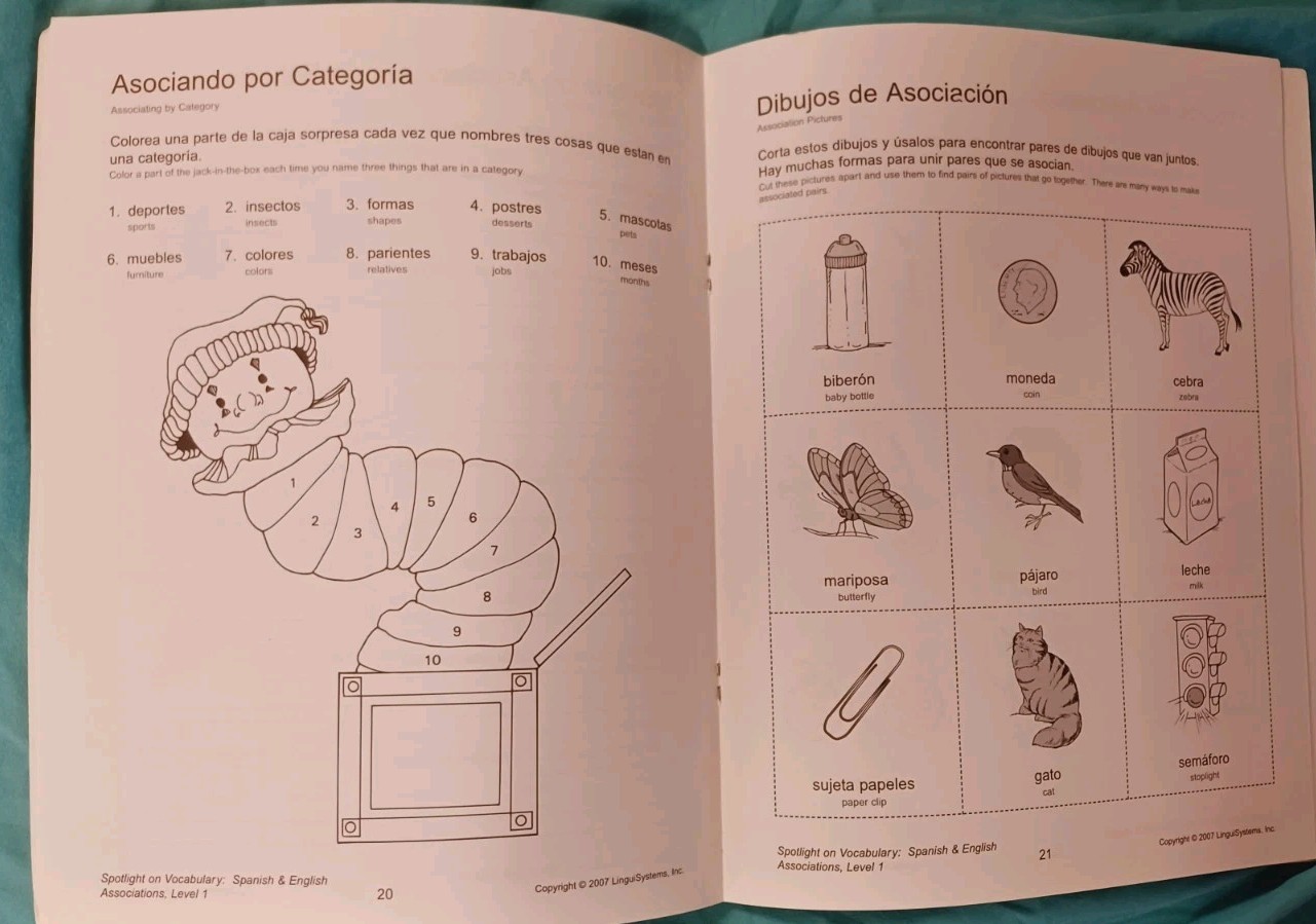 Spotlight On Vocabulary Associations Level 1 Kate LaQuay English And Spanish…