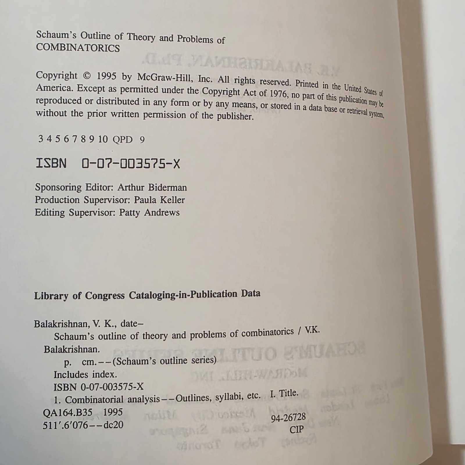 Schaum’s Outline Of Combinatorics