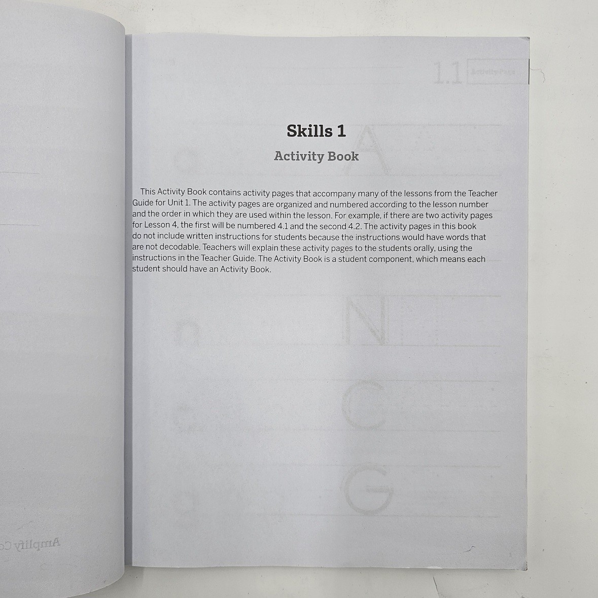 UNMARKED PAGES Amplify CKLA Grade 1 Skills 1 Activity Book | Phonics Workbook VG