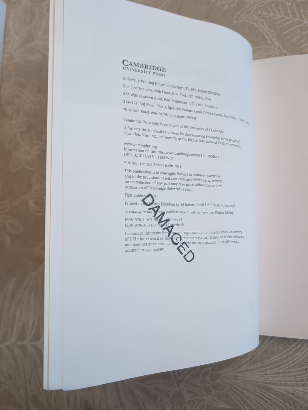 Psychopathology By Alison Lee & Robert Irwin. Paperback.