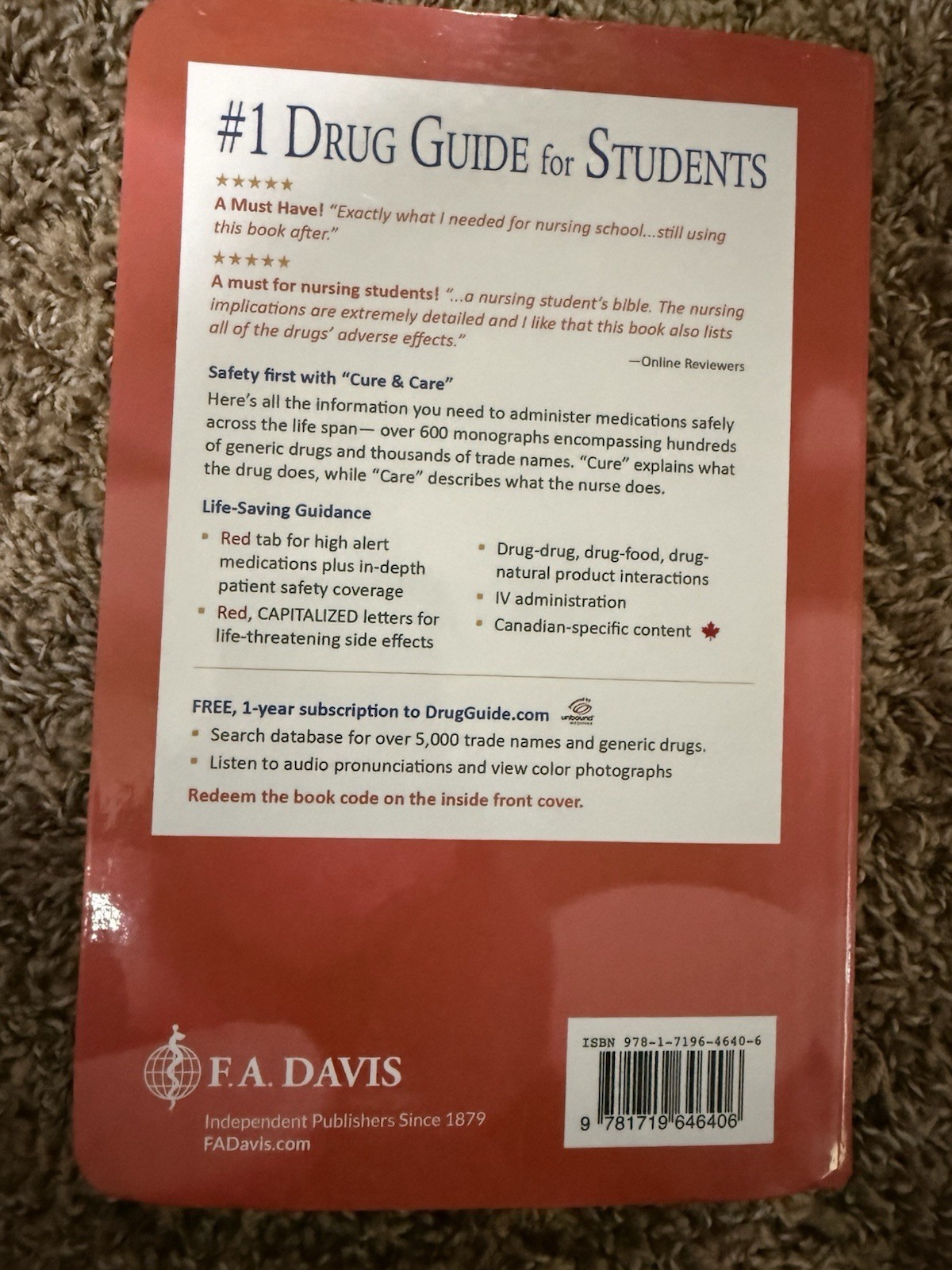 F.A. Davis Davis’s Drug Guide for Nurses 18th Ed 2023 Paperback, Vallerand