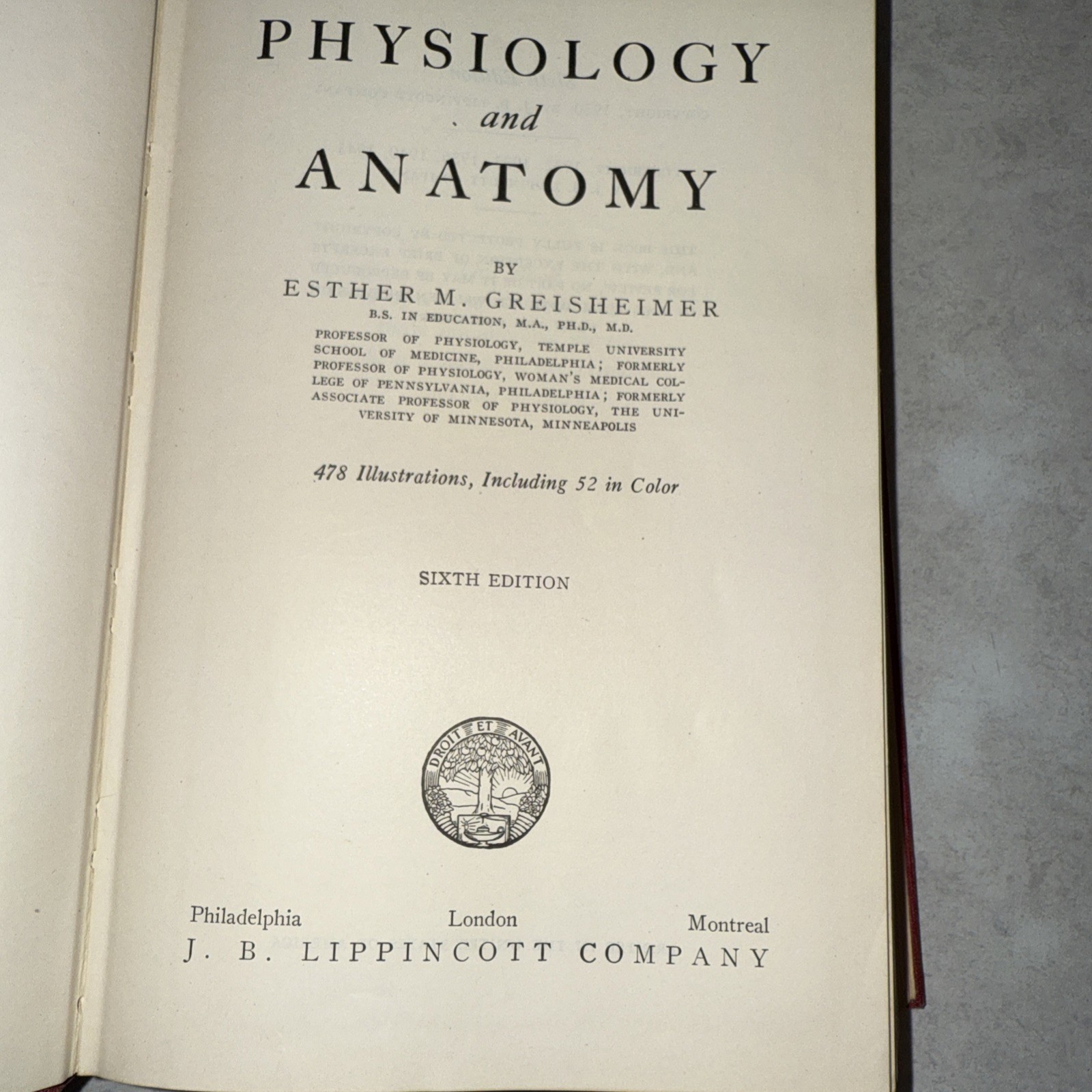 Physiology & anatomy 6th ed unit plan Vtg 1950 Foldout Pages 478 illustration