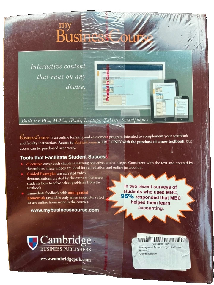 NEW Managerial Accounting Ninth Edition, Susan Kulp, Al Hartgraves & Amie Dragoo