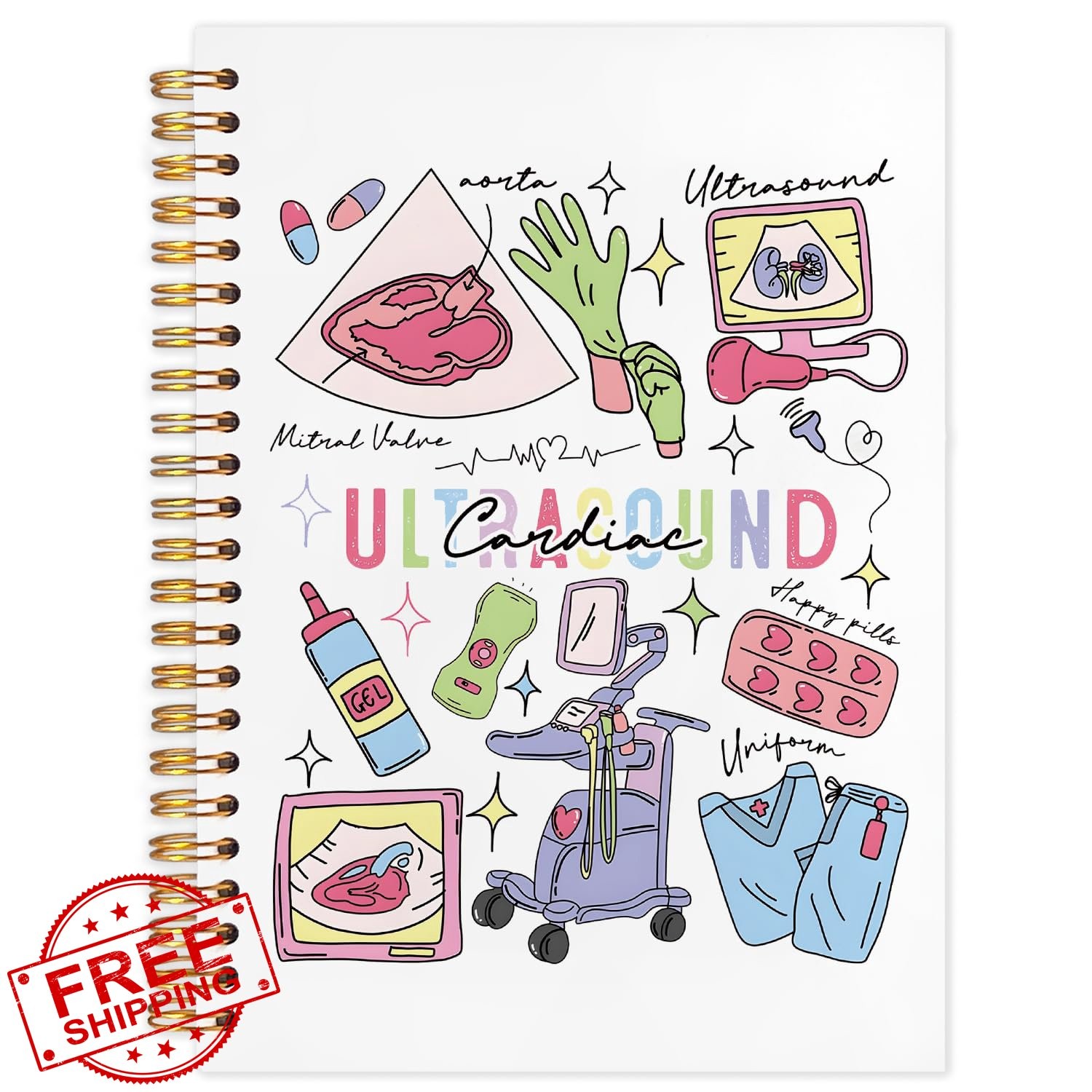 Natsuno Cardiac Nurse Hardcover Notebook 5.5×8.3in Sonographer Tech Gift