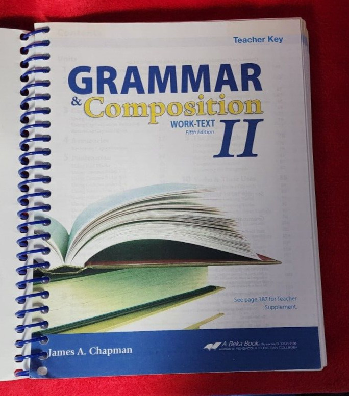 Abeka A Beka Book GRAMMAR & COMPOSITION II Fifth Ed TEACHER KEY Spiral 13826605