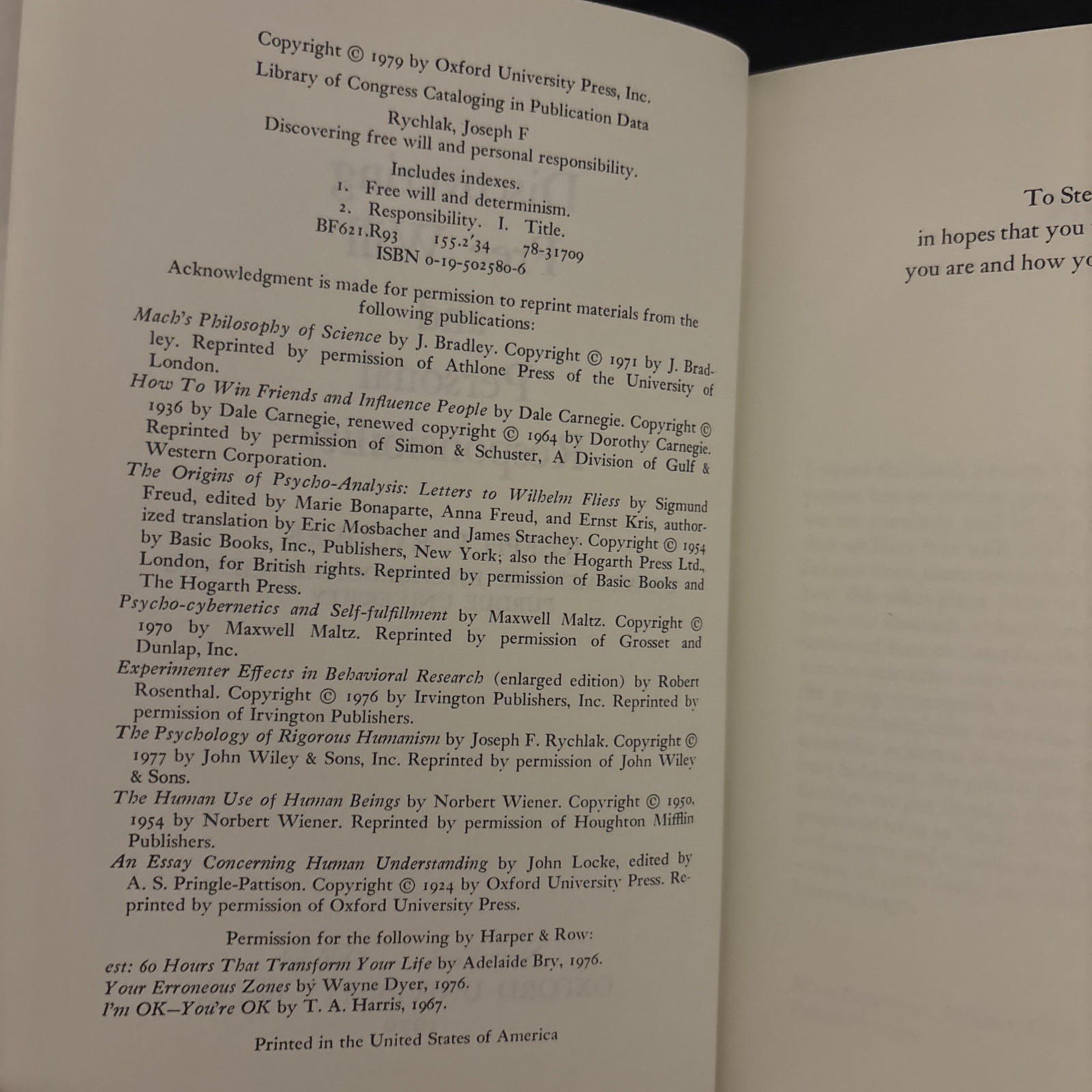 Discovering Free Will and Personal Responsibility (1979 Hardcover)