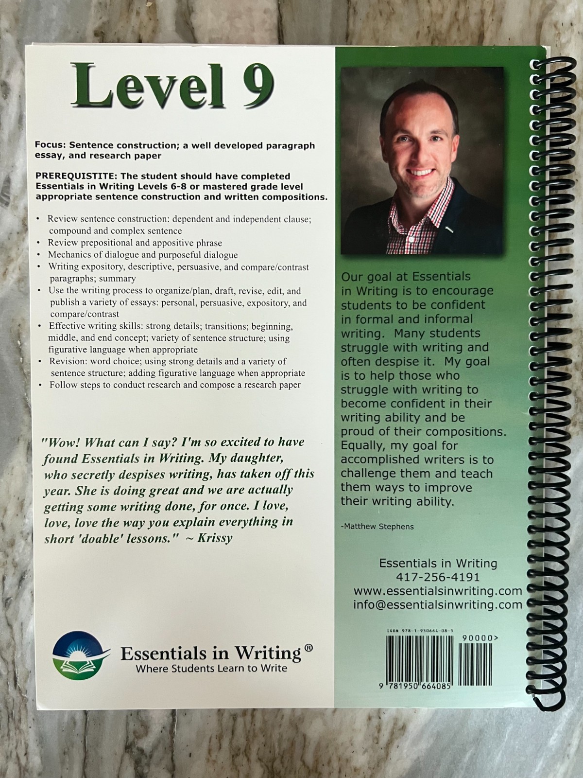 Essentials in Writing Level 9 Student Workbook; Homeschool Curriculum EIW