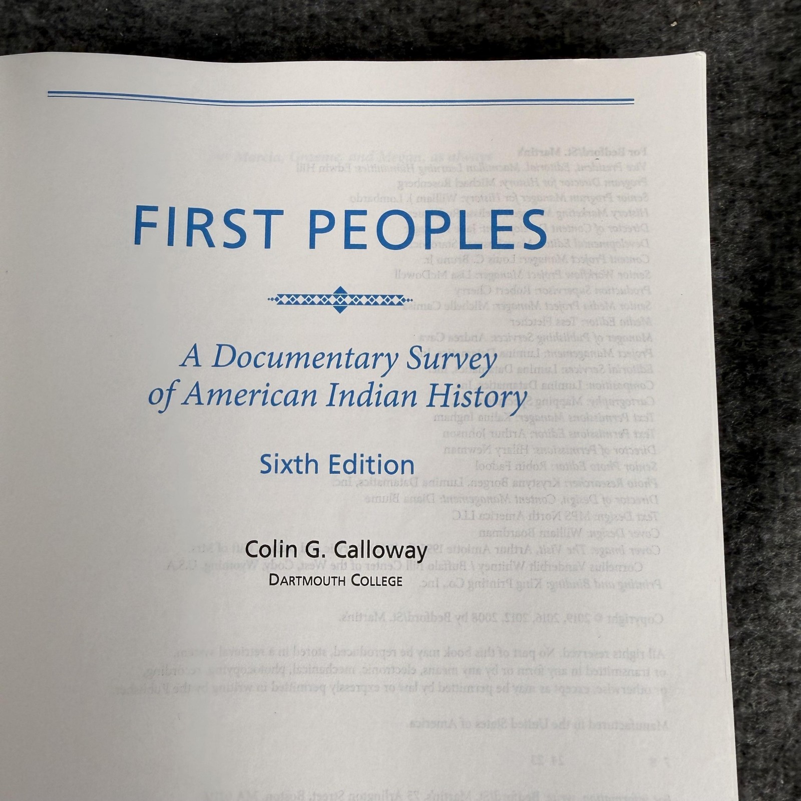 First Peoples 6th Ed Colin G. Calloway Bedford/St. Martin’s Paperback History