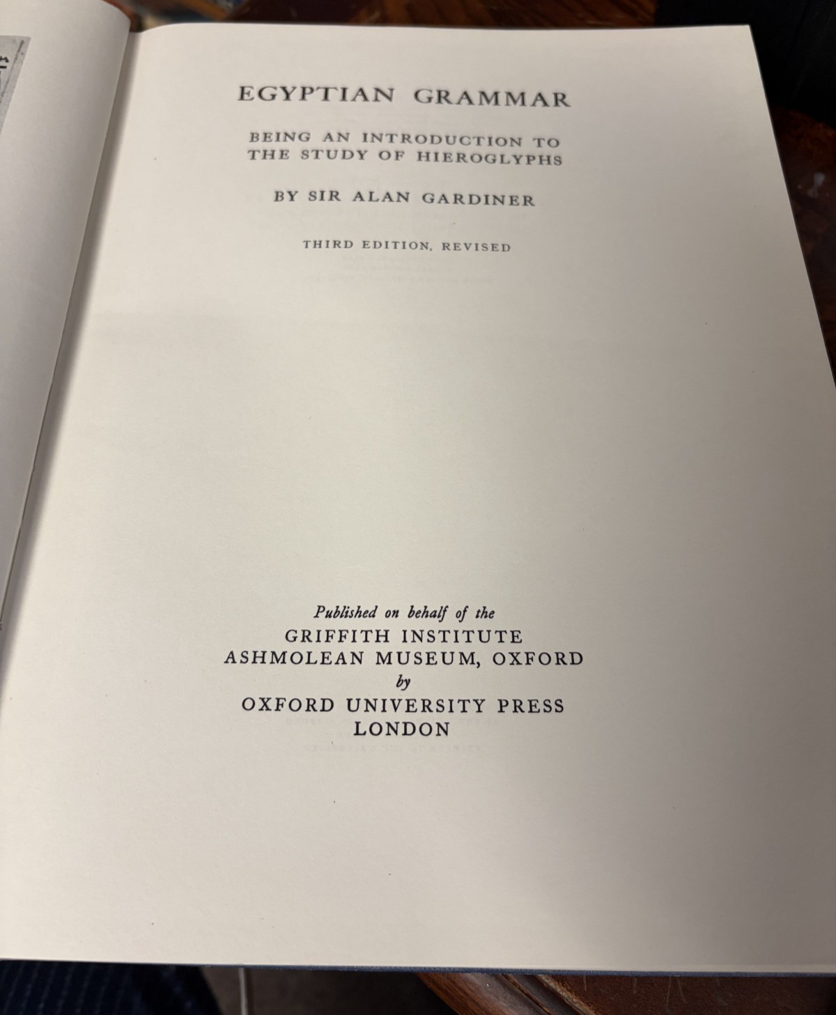 Egyptian Grammar Being an Introduction to the Study of Hieroglyphics HBDJ 1969