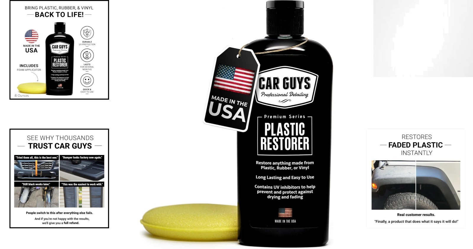 8 Oz Non-Oily Plastic and Vinyl Restorer — Durable Shine with Foam Applicator