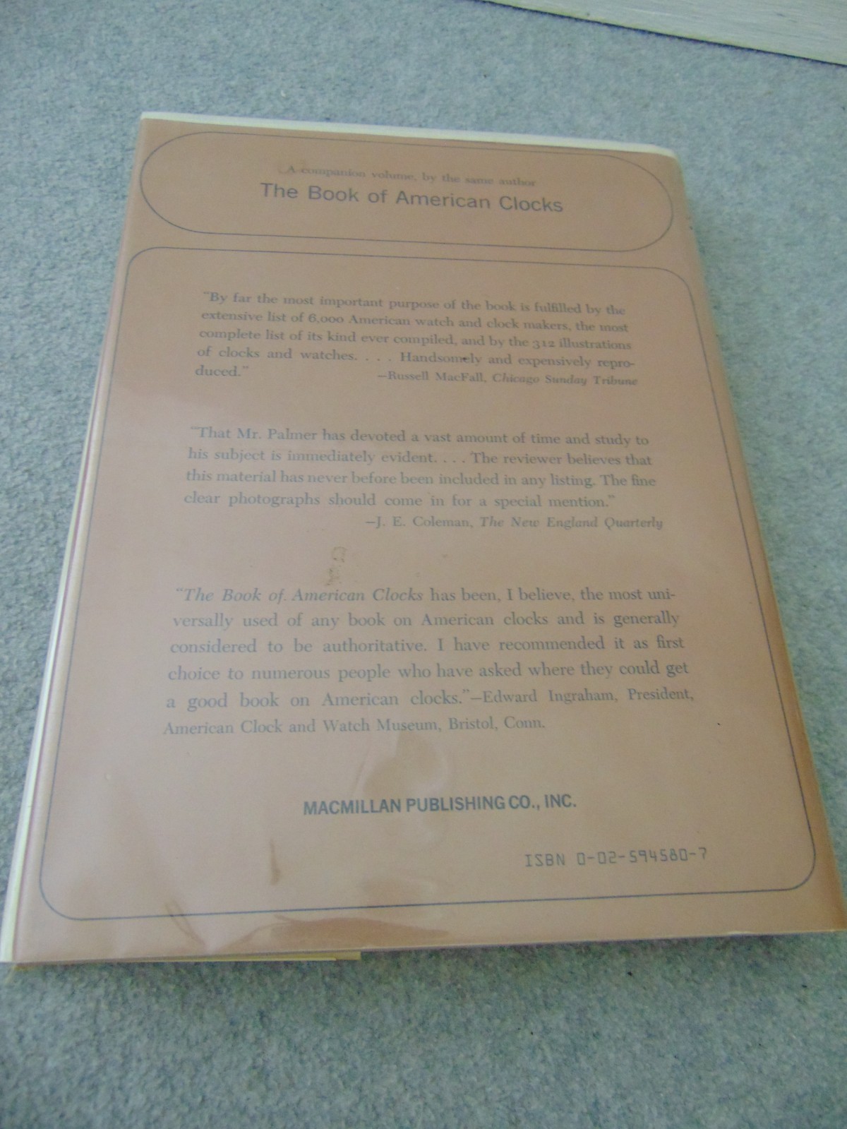 A TREASURY OF AMERICAN CLOCKS BY BROOKS PALMER BOOK