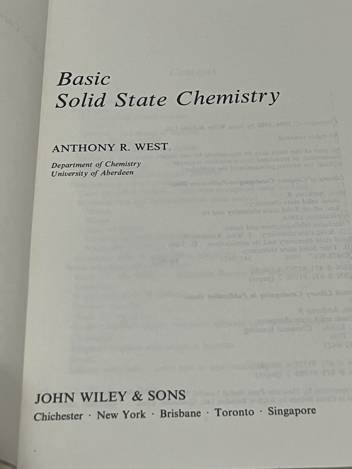 Basic Solid-State Chemistry Abridged Paper by Anthony R. West (1988, Trade…
