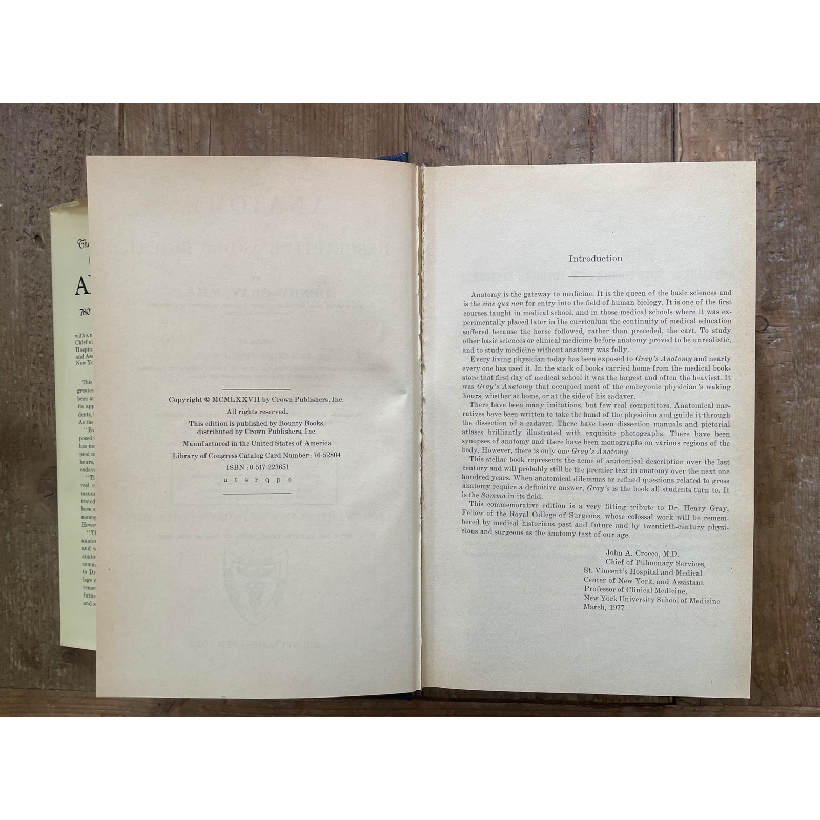 Gray’s Anatomy Classic Collector’s Edition 1977 Bounty Books Hardcover Medical