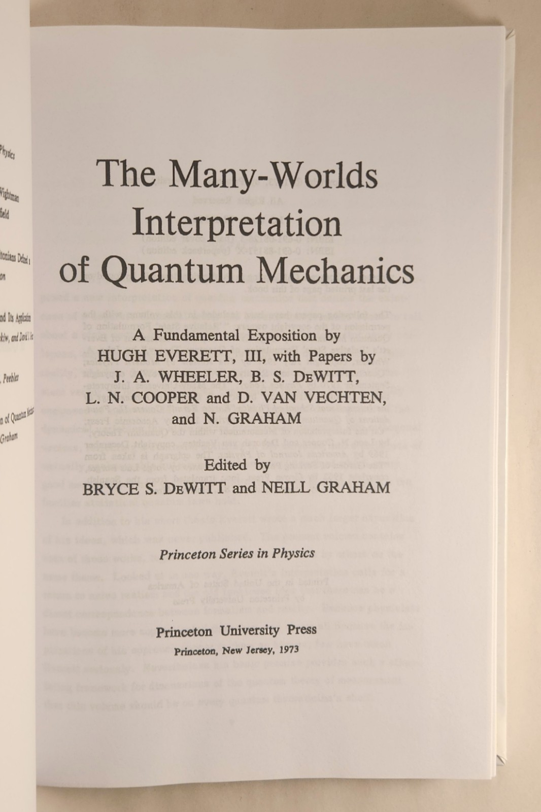 1973 The Many Worlds Interpretation of Quantum Mechanics by Bryce DeWitt Library