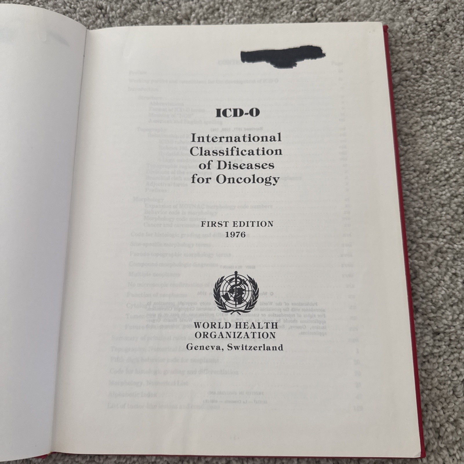 International Classification of Diseases for Oncology First Edition 1976 RARE