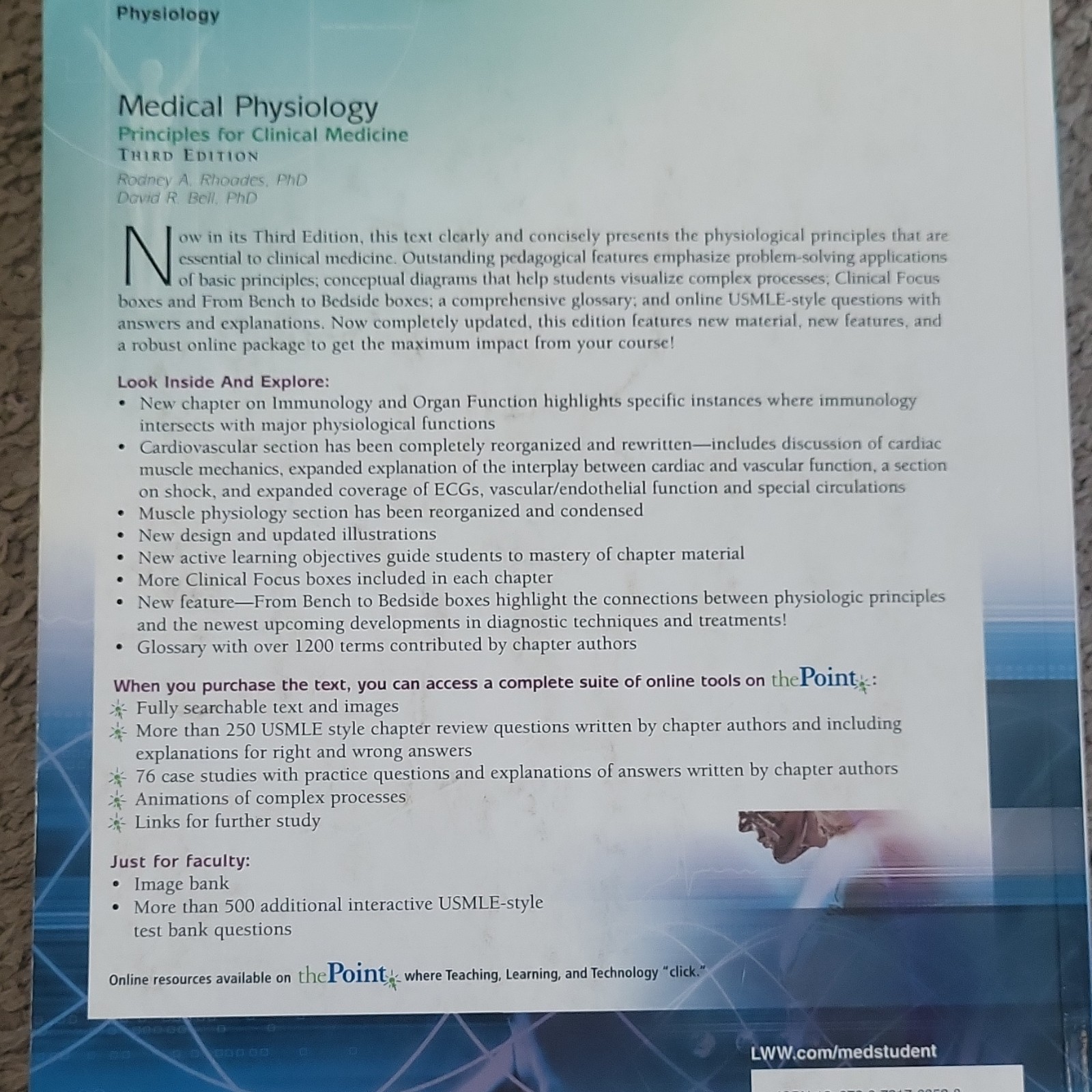 Lippincott Williams & Wilkins Medical Physiology 3rd Ed Rhoades Bell PB