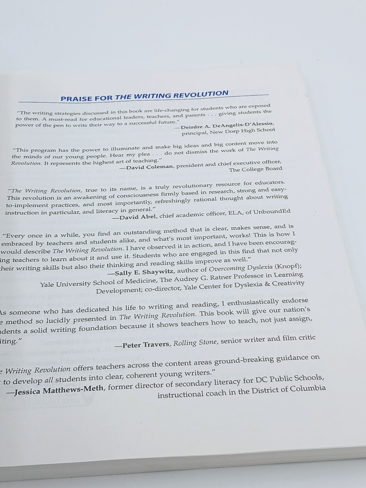 The Writing Revolution: A Guide To Advancing Thinking Through Writing In V Good.