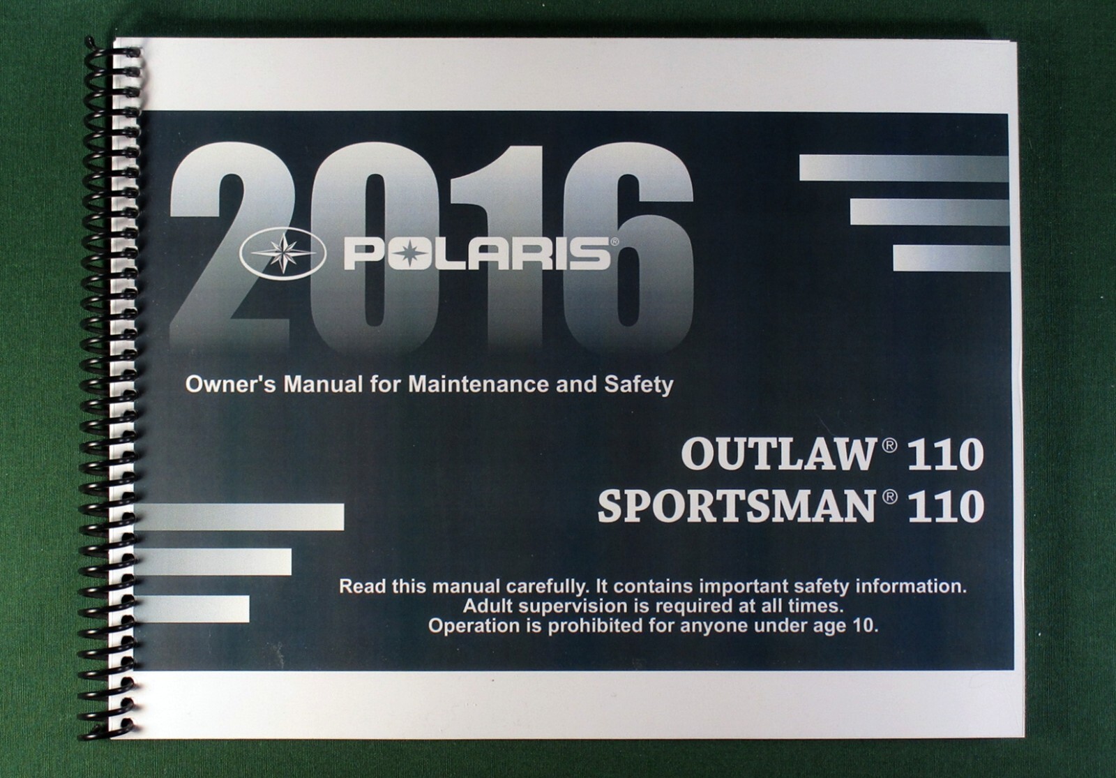 2016 Polaris Sportsman 110 ATV Owner’s Manual: 192 Pages & Protective Covers!