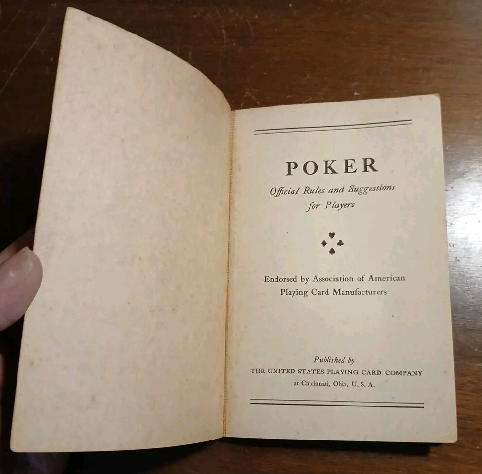 Poker The Nations Most Fascinating Card Game US Playing Card Co.SoftCover 1941