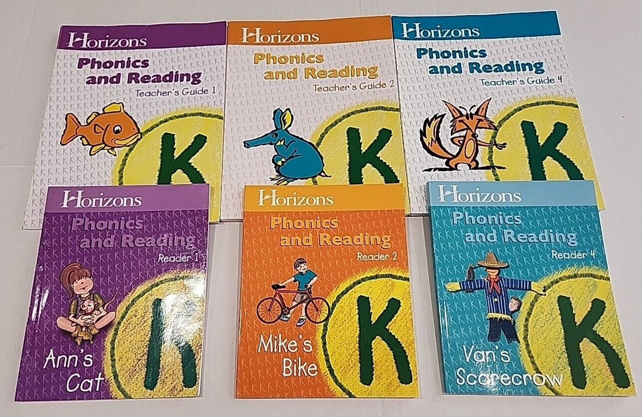 Lot of 6 Books -Horizons Phonics & Reading K Readers & Teacher’s Guides 1, 2 & 4