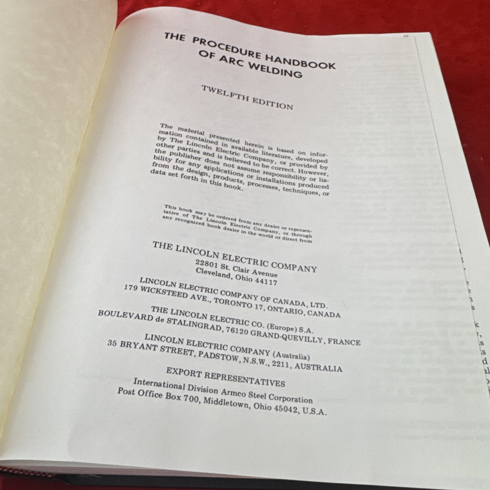 1973 The Procedure Handbook of Arc Welding 12th Edition by Lincoln Electric
