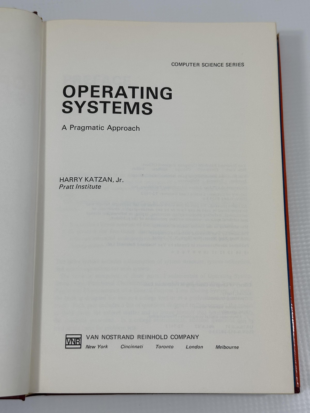 Vintage 1973 Operating Systems A Pragmatic Approach Harry Katzan HC Computer Sci