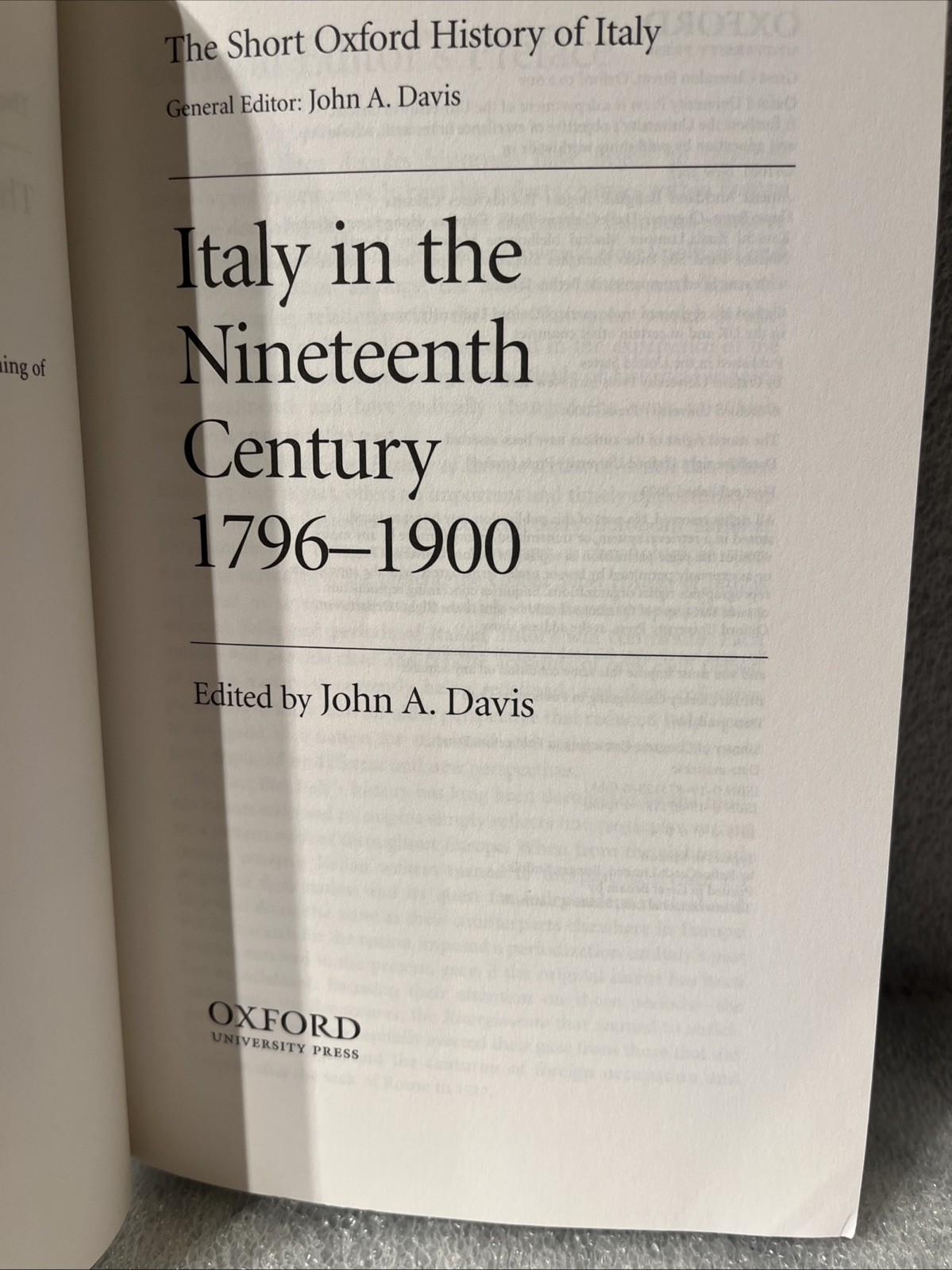 Short Oxford History of Italy Ser.: Italy in the Nineteenth Century : 1796-1900