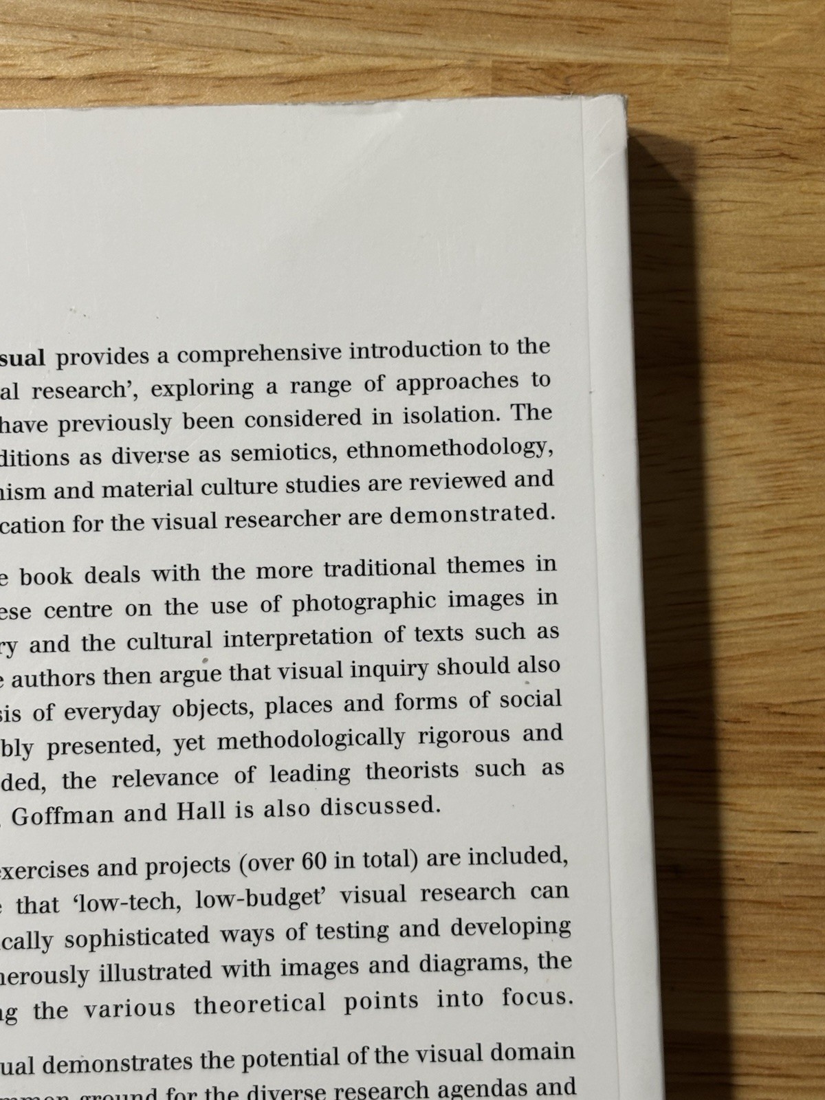 Researching the Visual: Introducing Qualitative Methods, 1st edition Paperback ￼