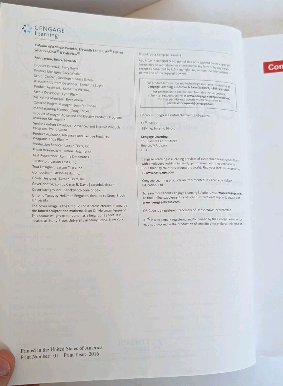 Calculus of a Single Variable by Ron Larson (2018, Hardcover)