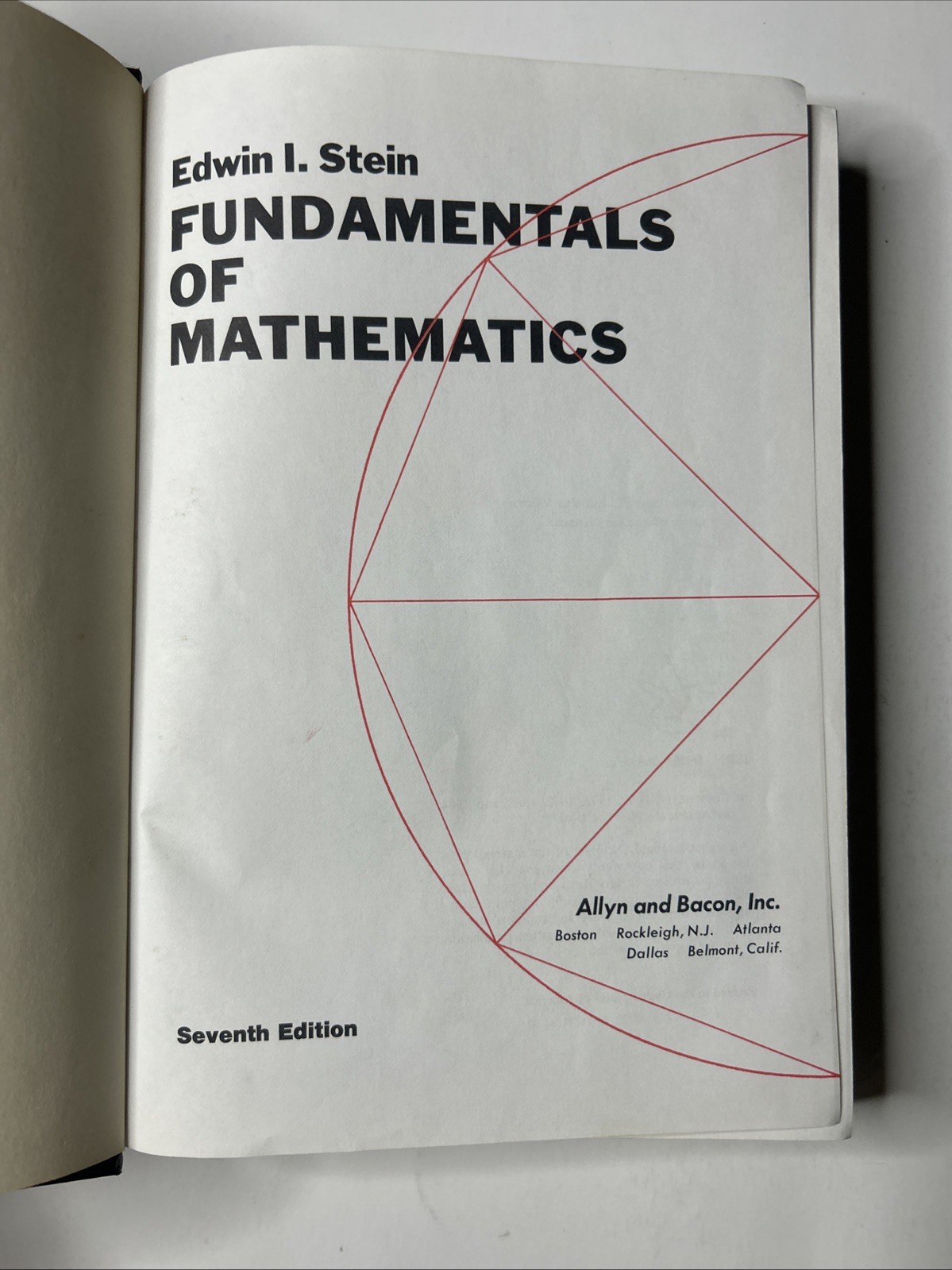 Fundamentals Of Mathematics Seventh Edition. (1980) Hardcover Edwin Stein
