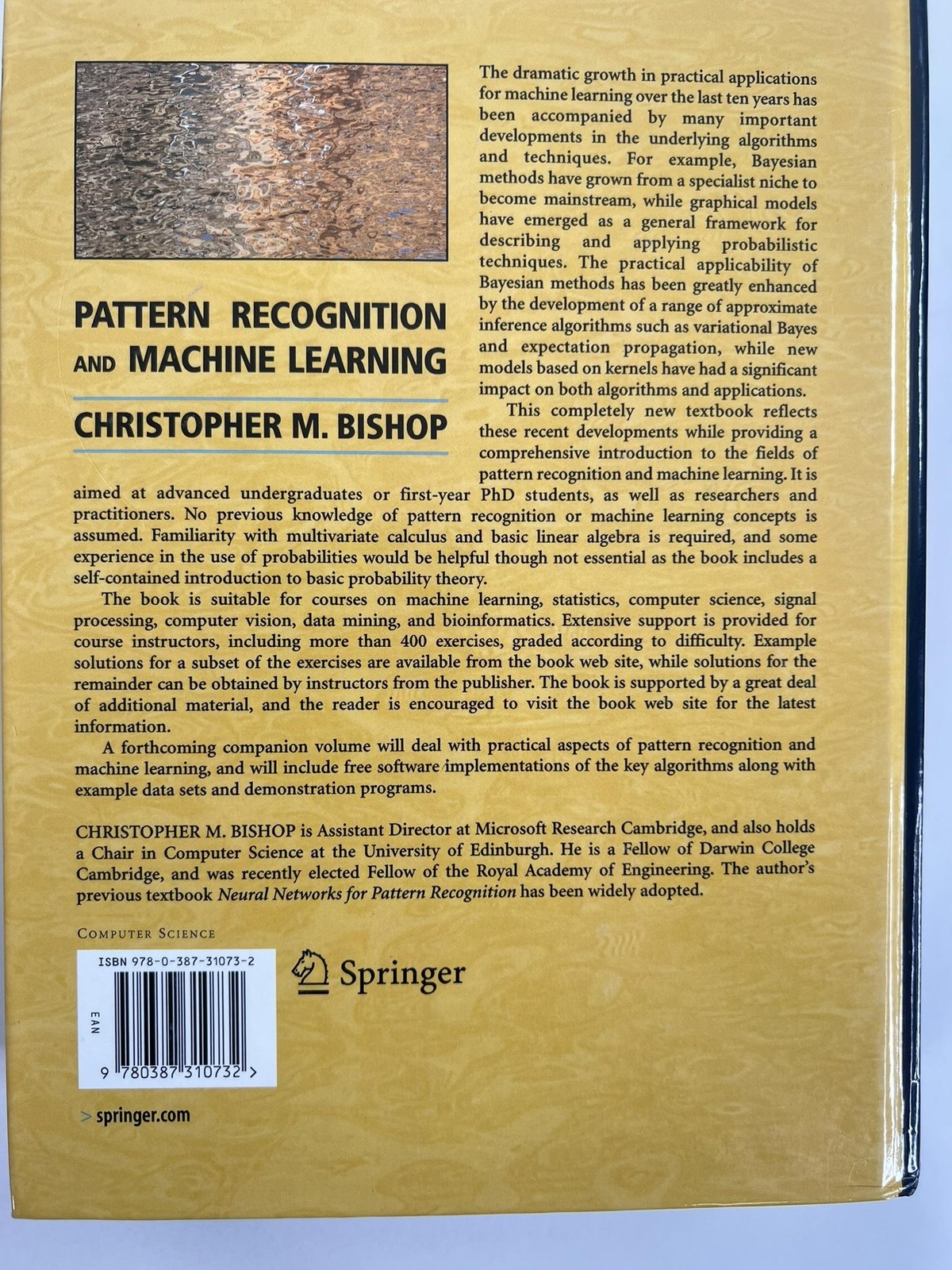 Pattern Recognition And Machine Learning Bishop Springer Brown/Black HC 2006