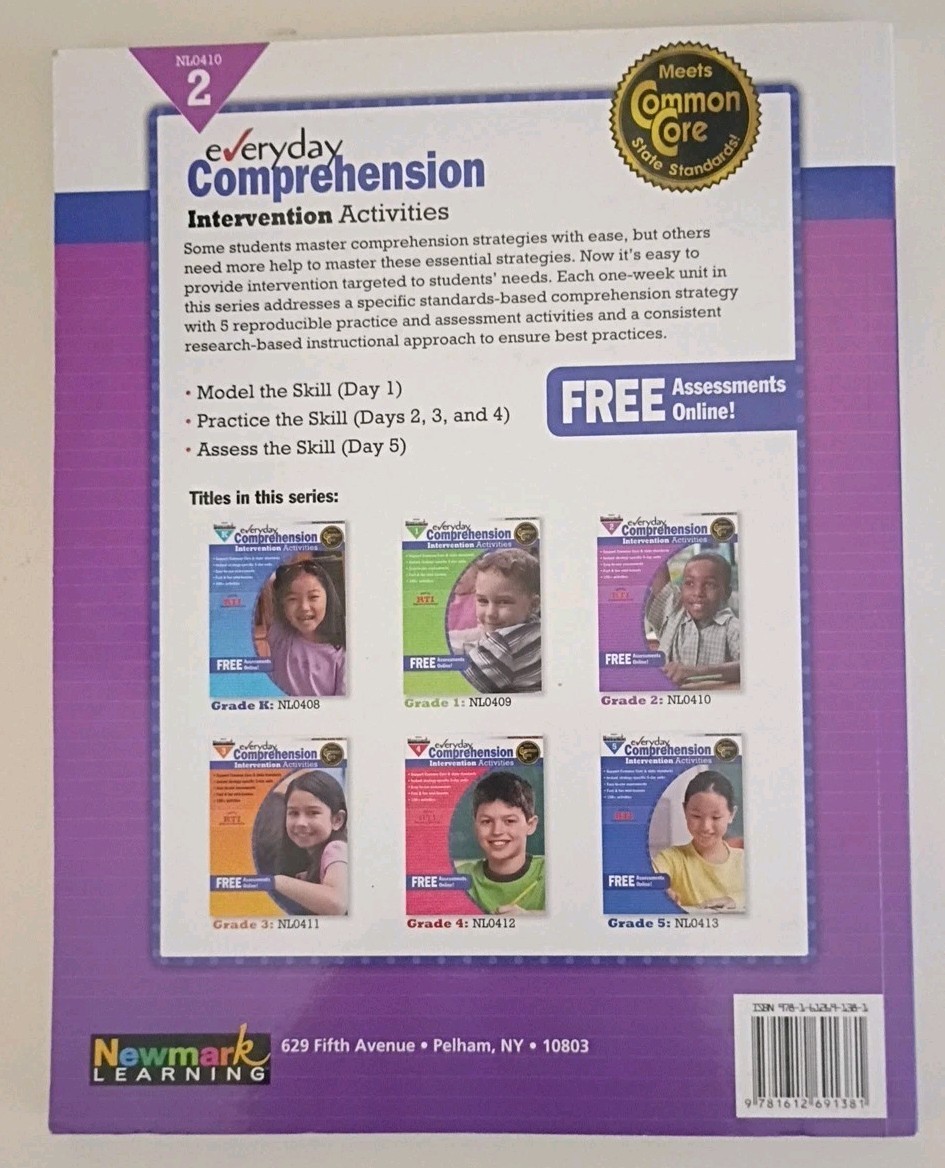 Newmark Learning Grade 2 Everyday Comprehension Intervention Activities Aid Book