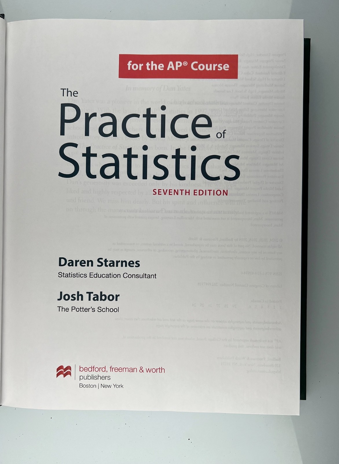 The Practice of Statistics for AP Course Seventh Edition Starnes Tabor BFW