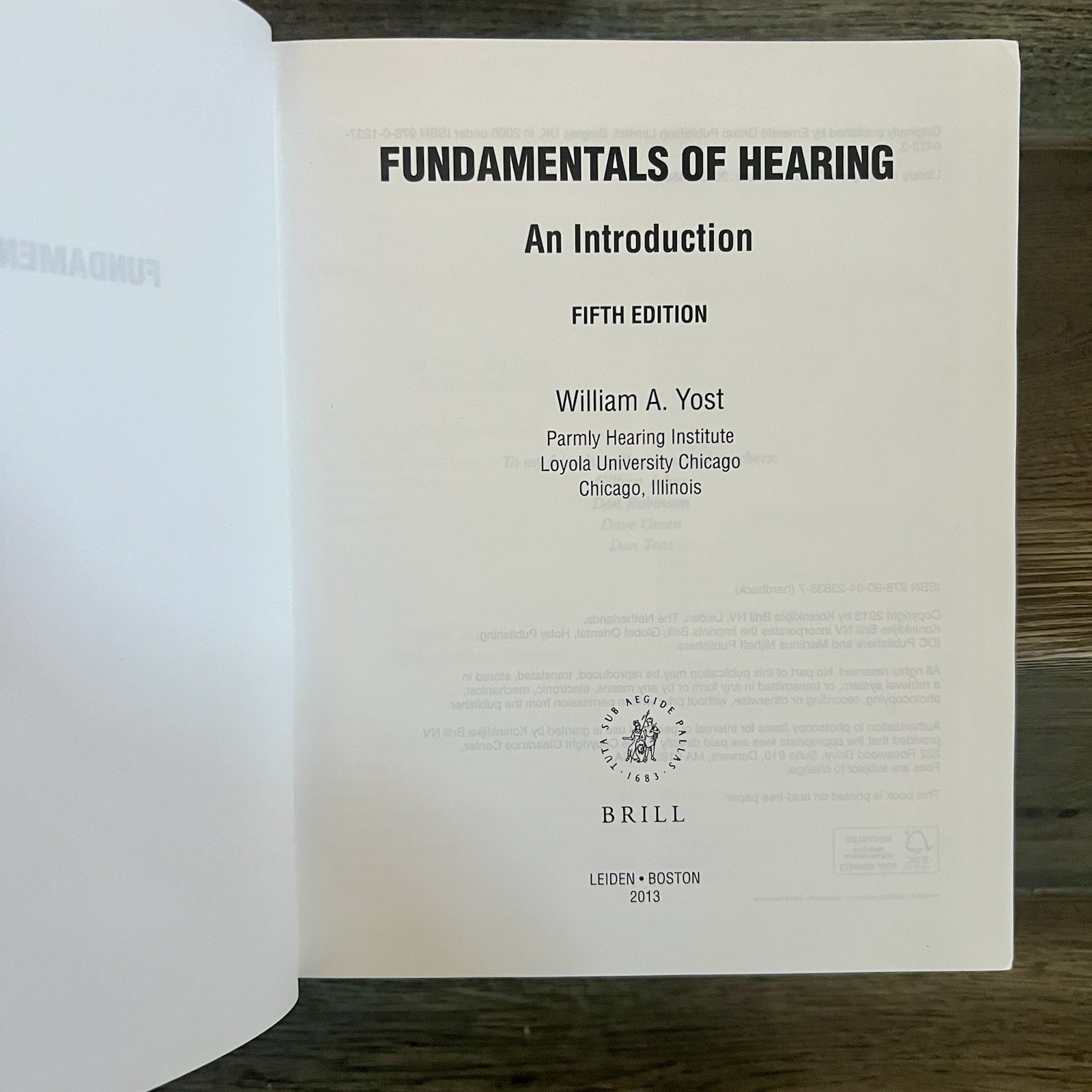 Fundamentals of Hearing: An Introduction by William Yost (Hardcover) 5th Edition