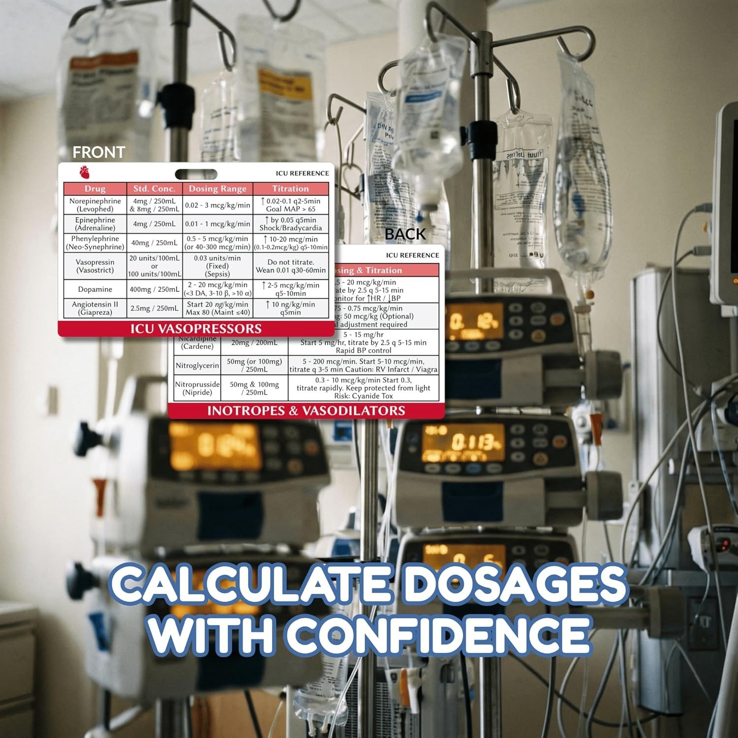 ICU Drips Vasopressors Cheat Sheet Badge Buddy Critical Care Cards