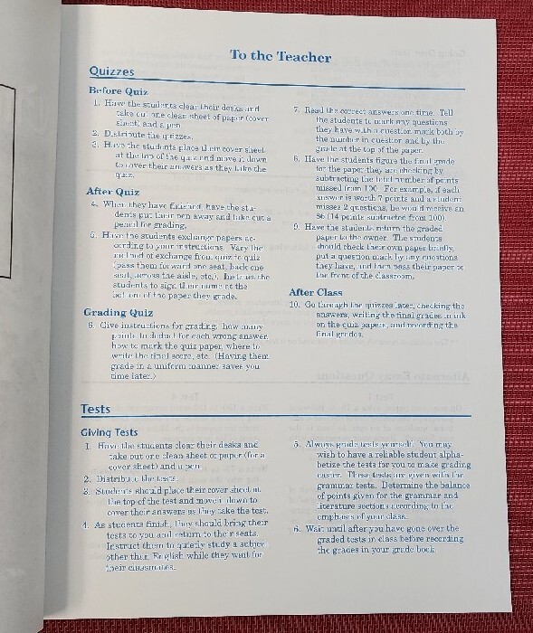 A Beka Book ENGLISH LITERATURE Teacher Test / Quiz Key 43249006 pb