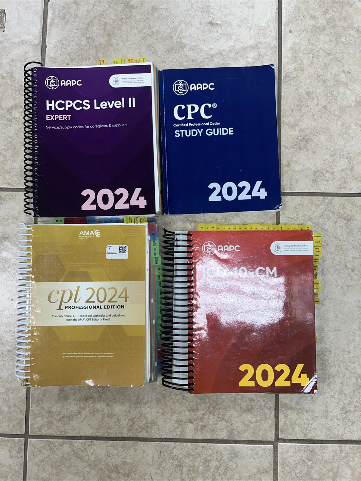 2024 AAPC AMA Study Tabs: ICD-10-CM Expert 2024, CPT 2024, HCPCS Level II 2024