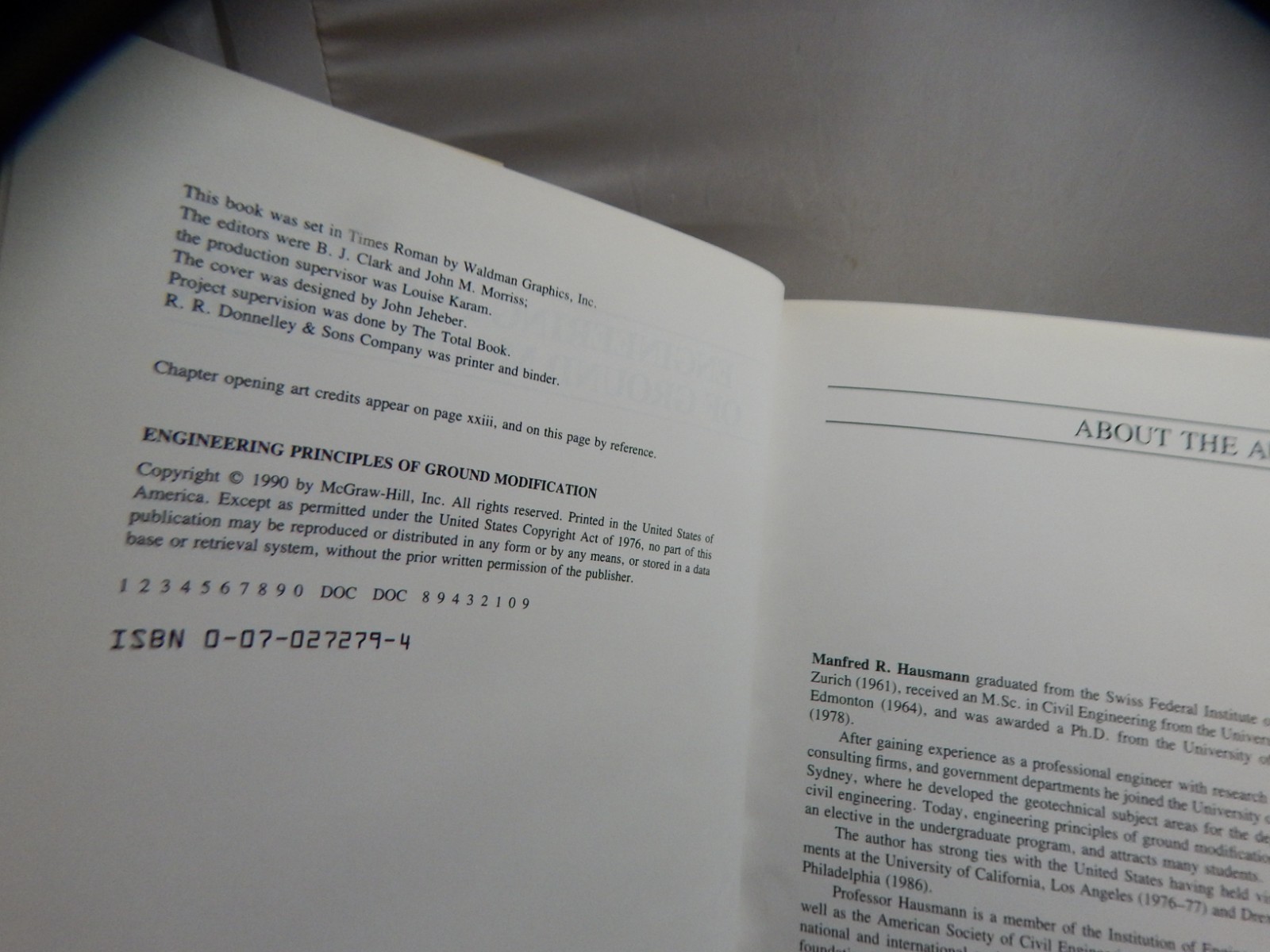 Engineering Principles of Ground Modification 1st. Ed. 1990 M. R. Hausmann HCDJ