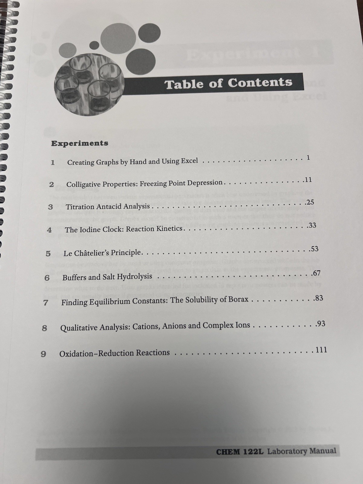 Chemistry 122L Laboratory Manual Second Edition Spiral