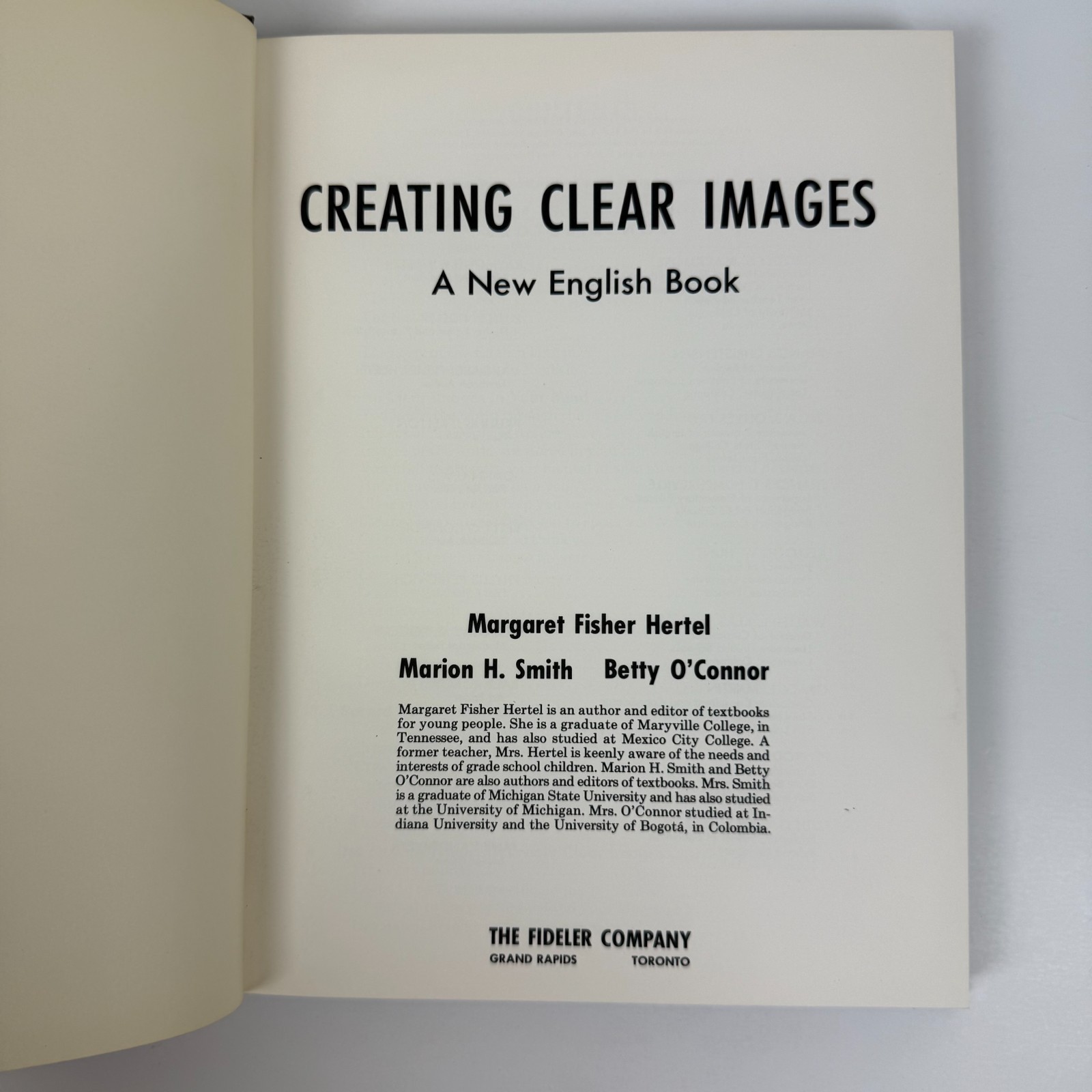 1968 Creating Clear Images A New English Book Hertel Smith OConnor Textbook HC
