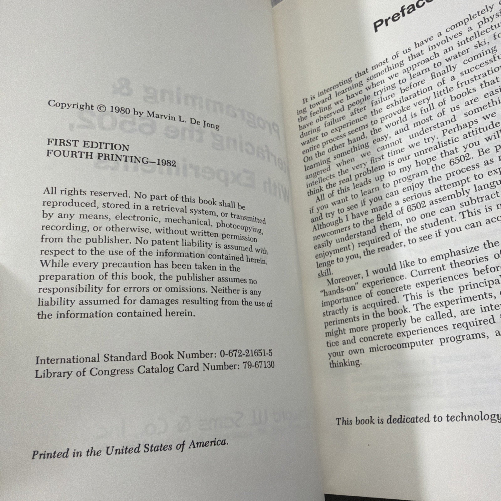 Programming & Interfacing the 6502 Marvin L De Jong 1st Edition 1981 Vintage