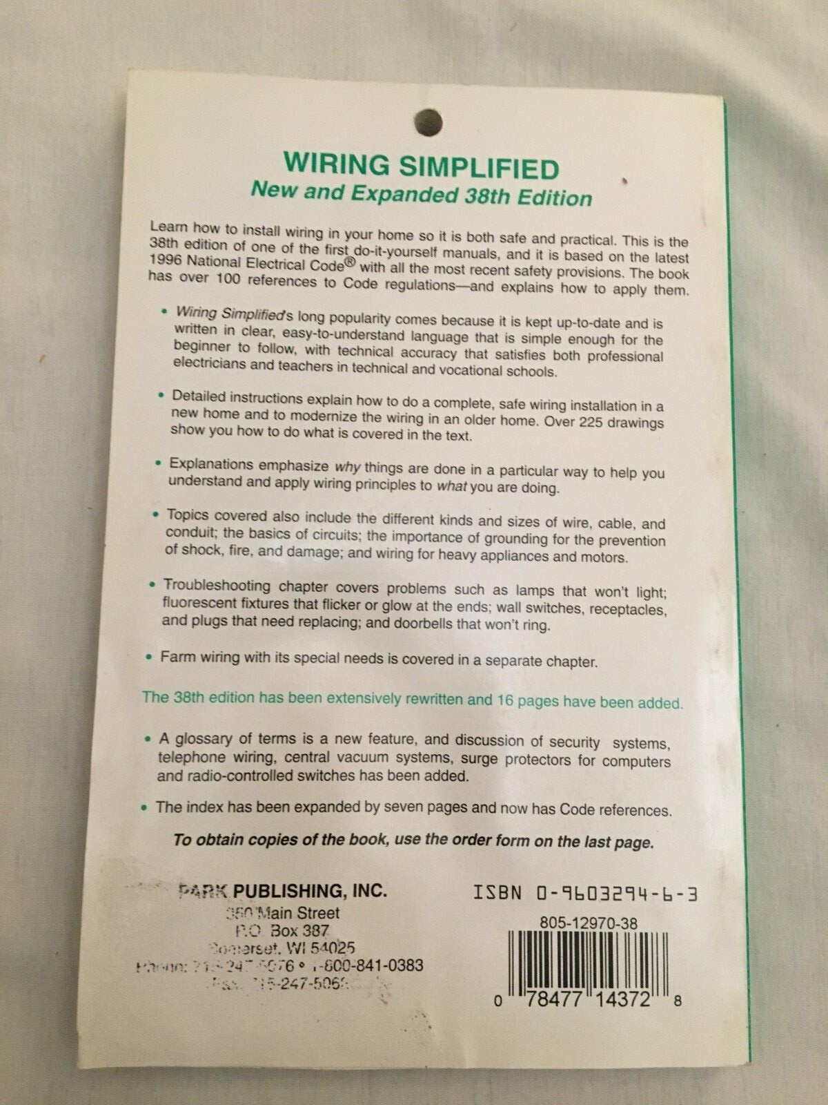 “Wiring Simplified” Paperback Book 38th Edition by Richter and Schwan 182 pages