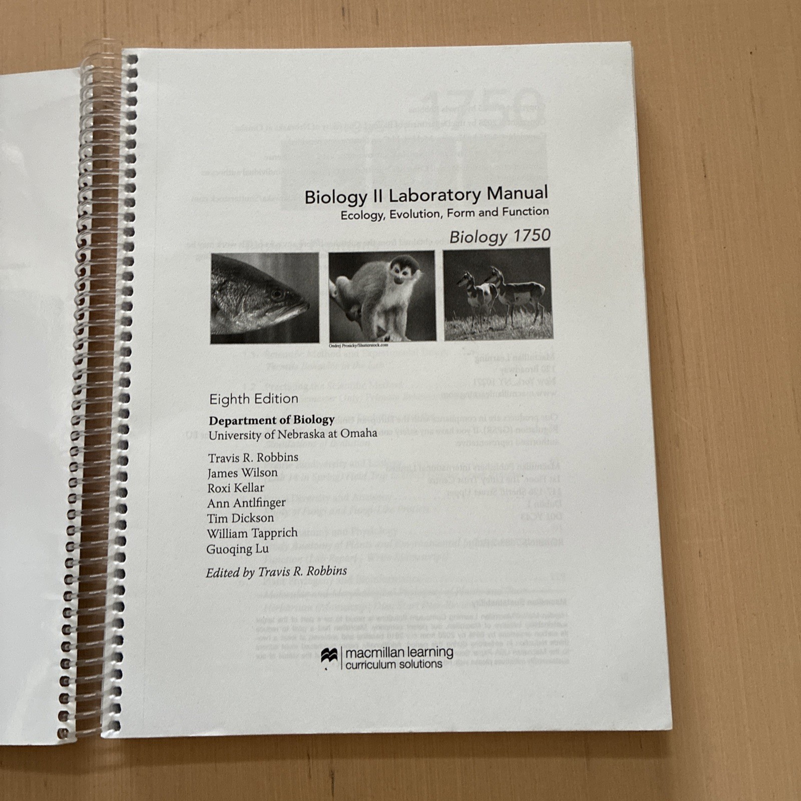 Biology 1750 Biology II Ecology Evolution Laboratory Manual 8th Edition