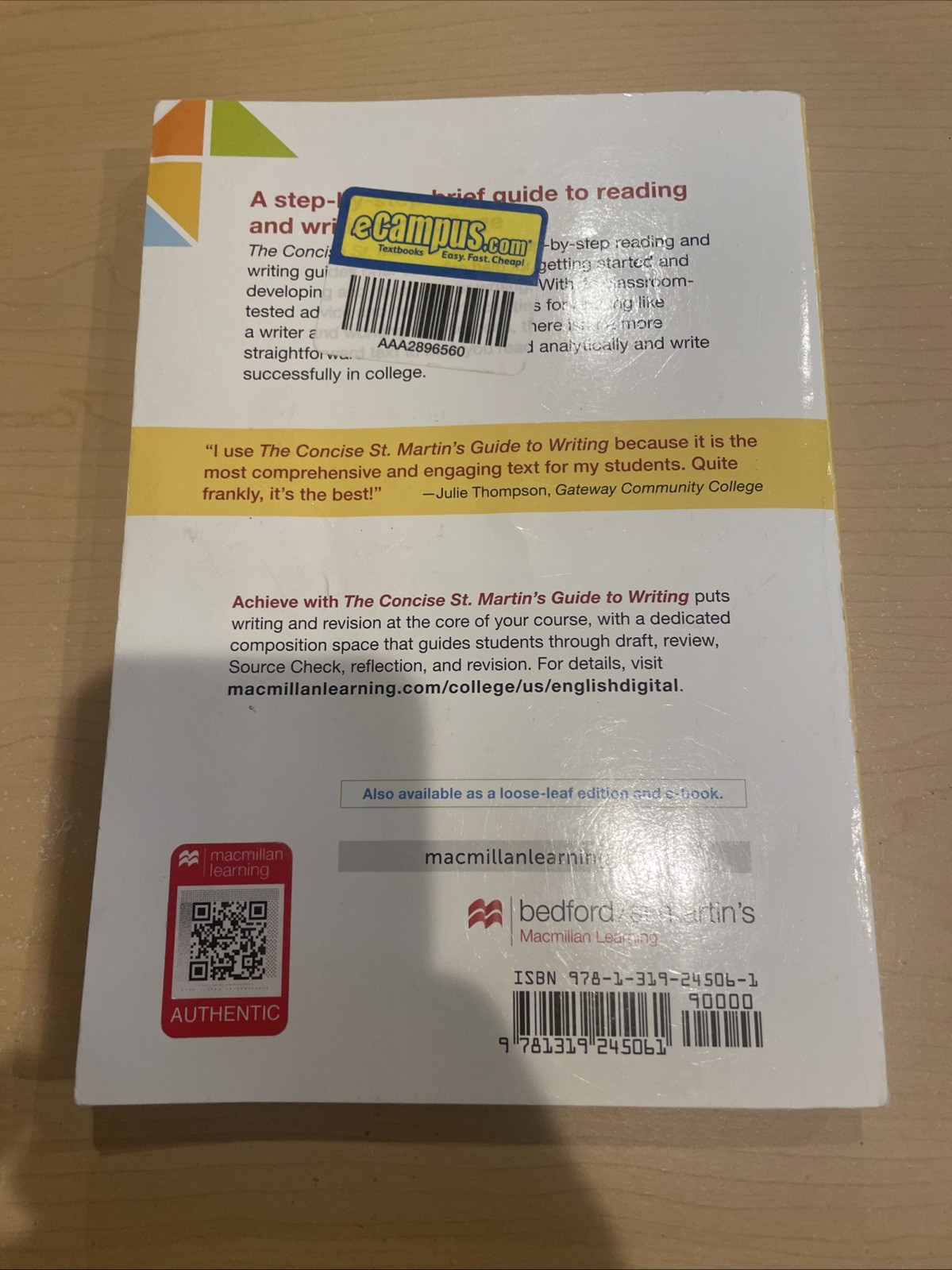 The Concise St. Martin’s Guide to Writing by Axelrod 9781319245061