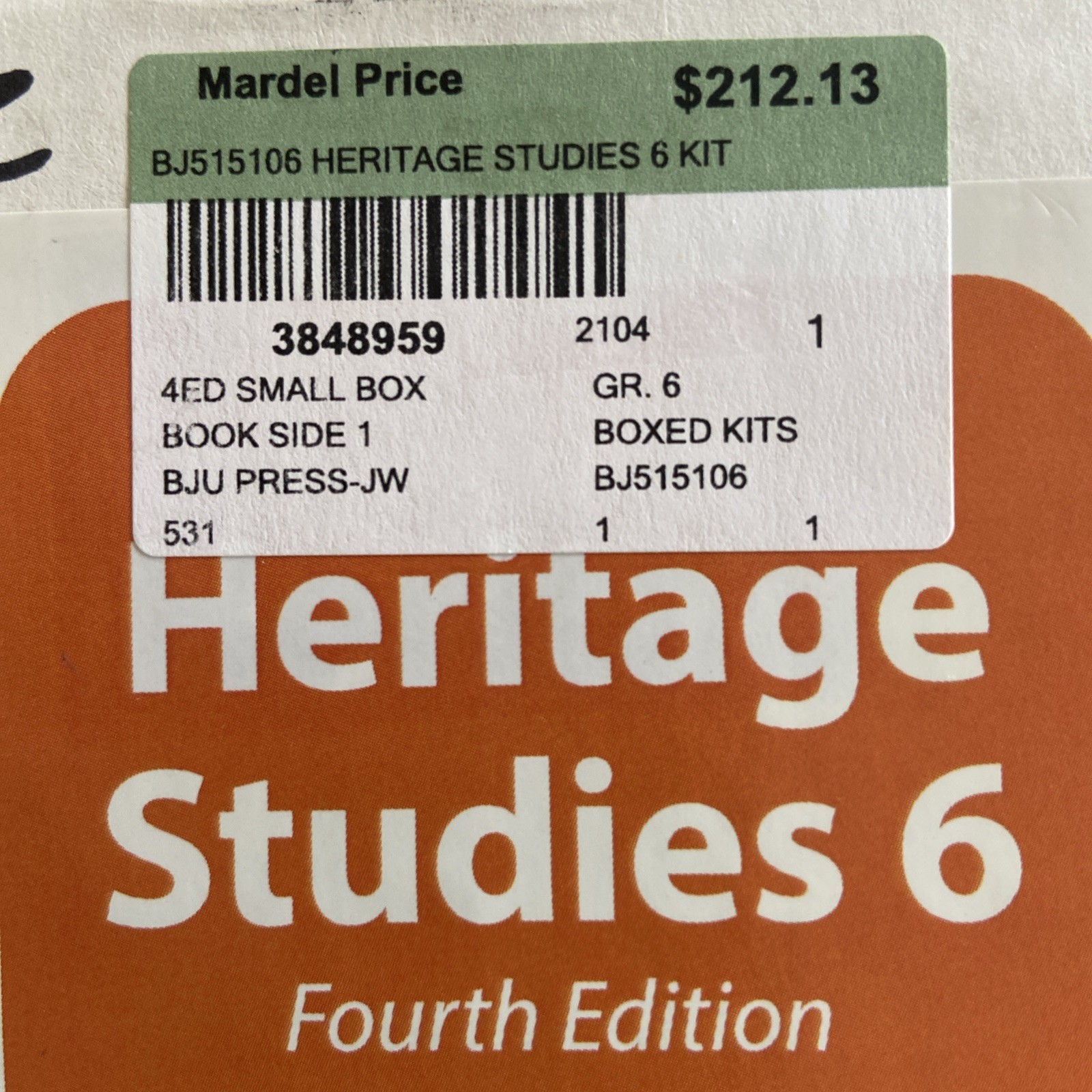 NEW BJU Press 6th grade HERITAGE STUDIES 6 Complete Subject Kit 4th ed HISTORY