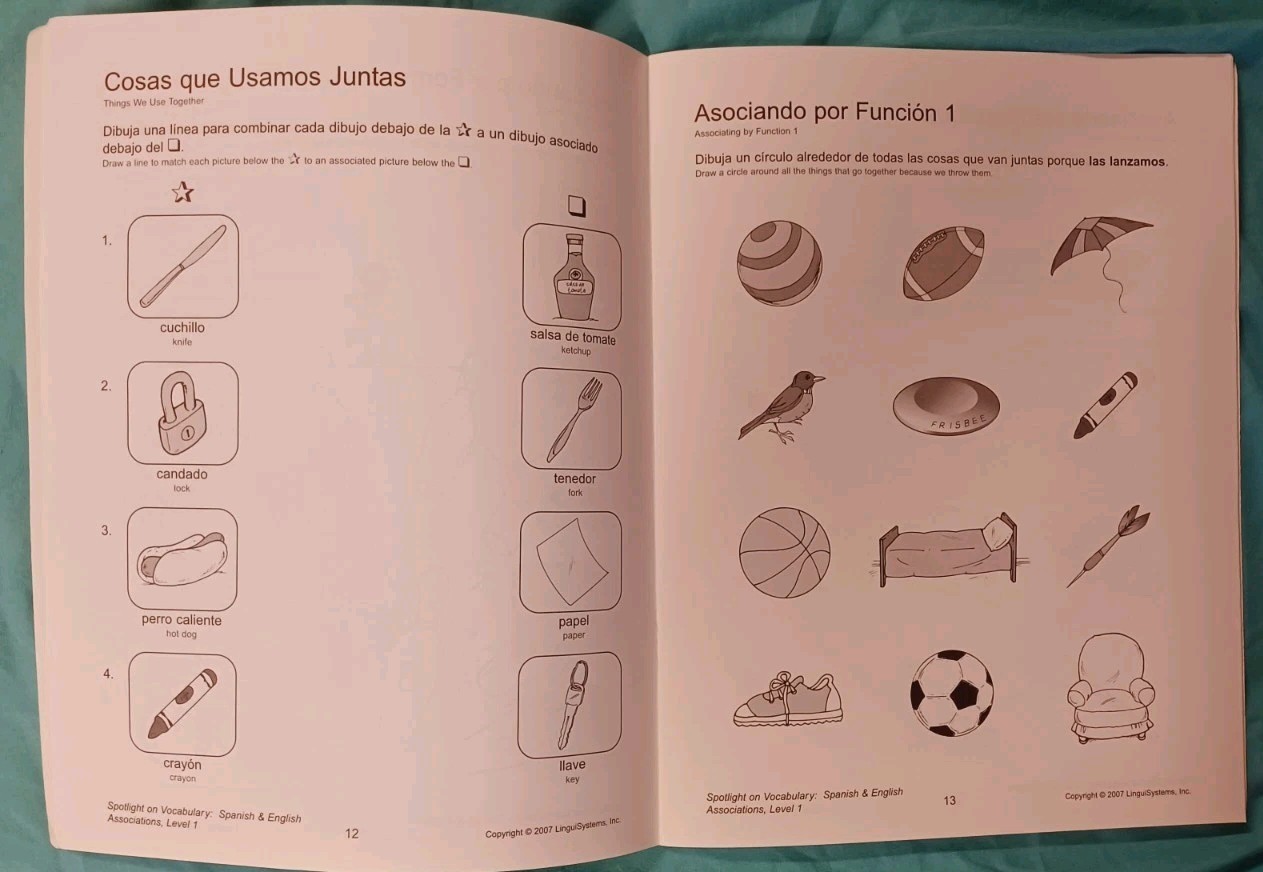 Spotlight On Vocabulary Associations Level 1 Kate LaQuay English And Spanish…