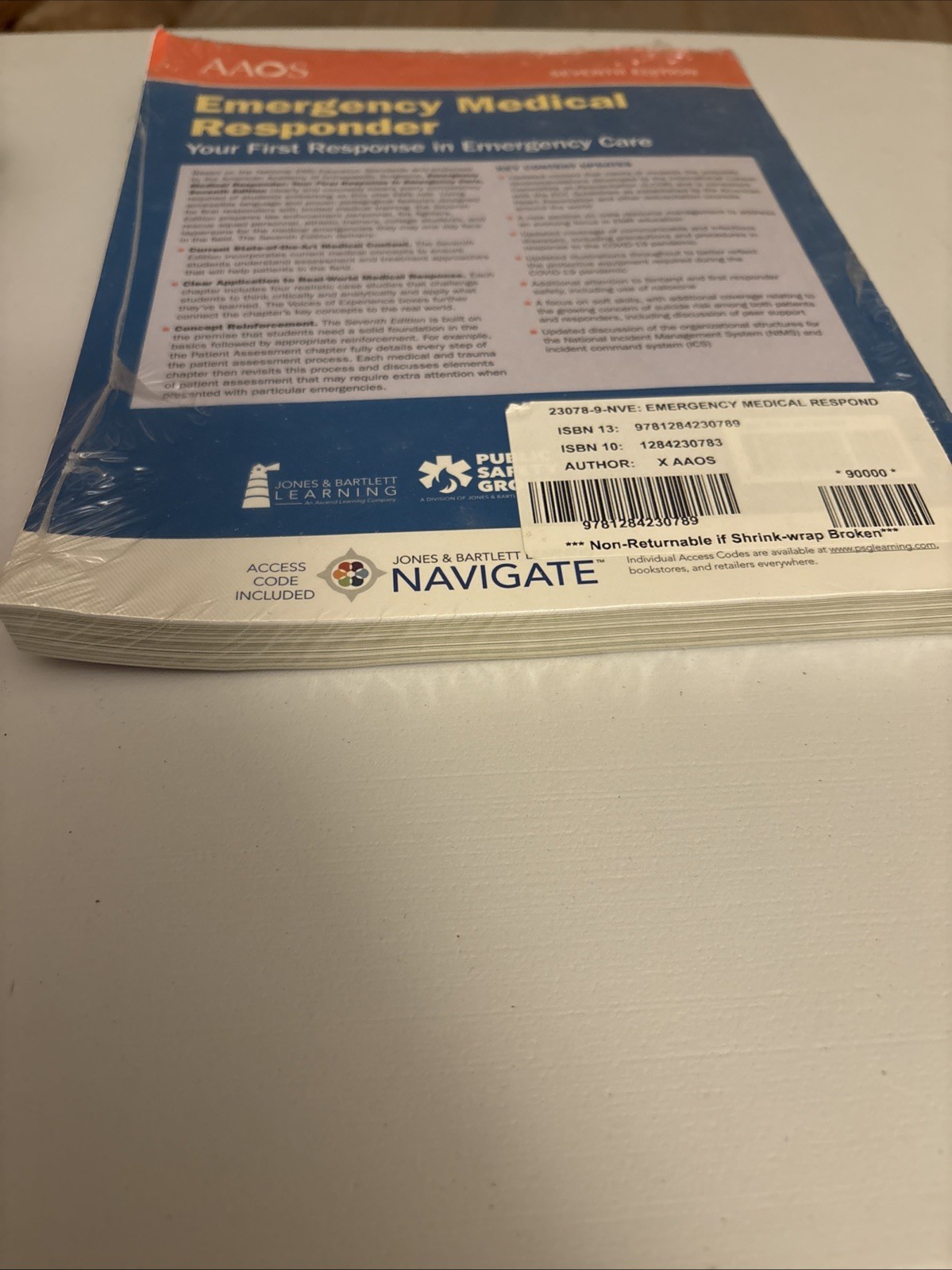 Emergency Medical Responder Workbook by AAOS Seventh Edition With Access Code